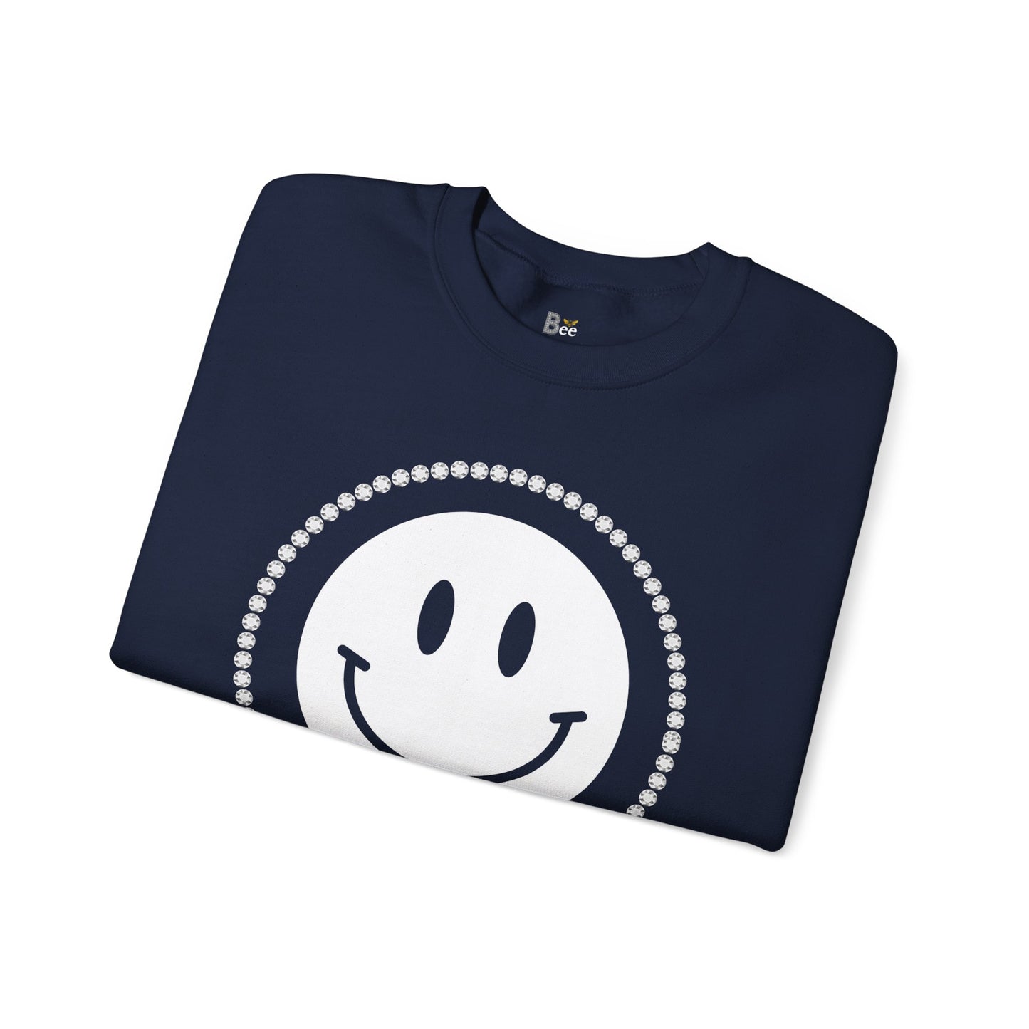 Boujee Smiley Face White - Heavy Blend™ Dark Colors Crewneck Sweatshirt