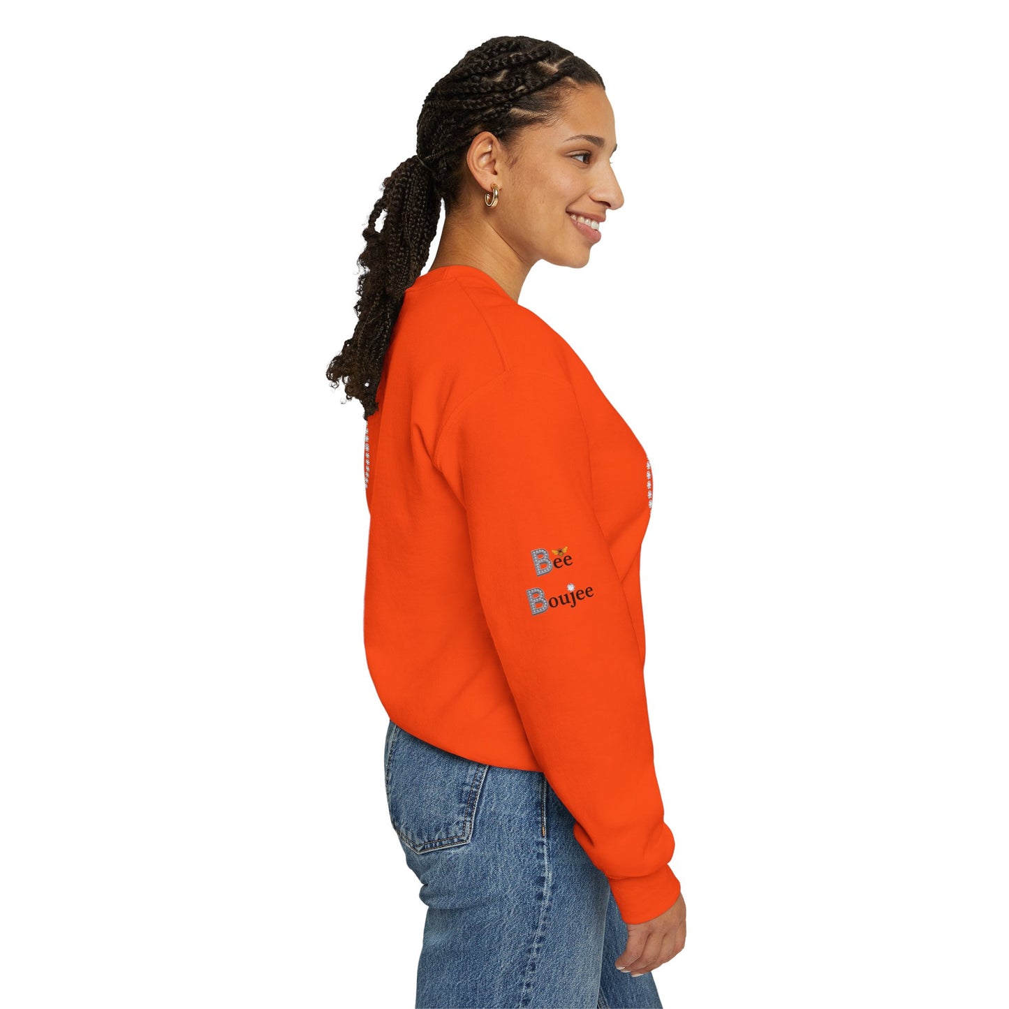 Boujee Flower Smiley Face Pink Green - Heavy Blend™ Light Colors Crewneck Sweatshirt
