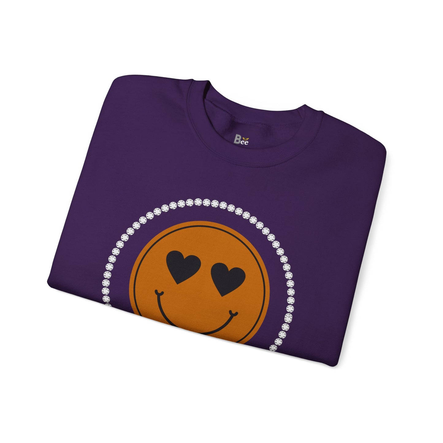 Boujee Smiley Face Brown Heart Eyes - Heavy Blend™ Dark Colors Crewneck Sweatshirt