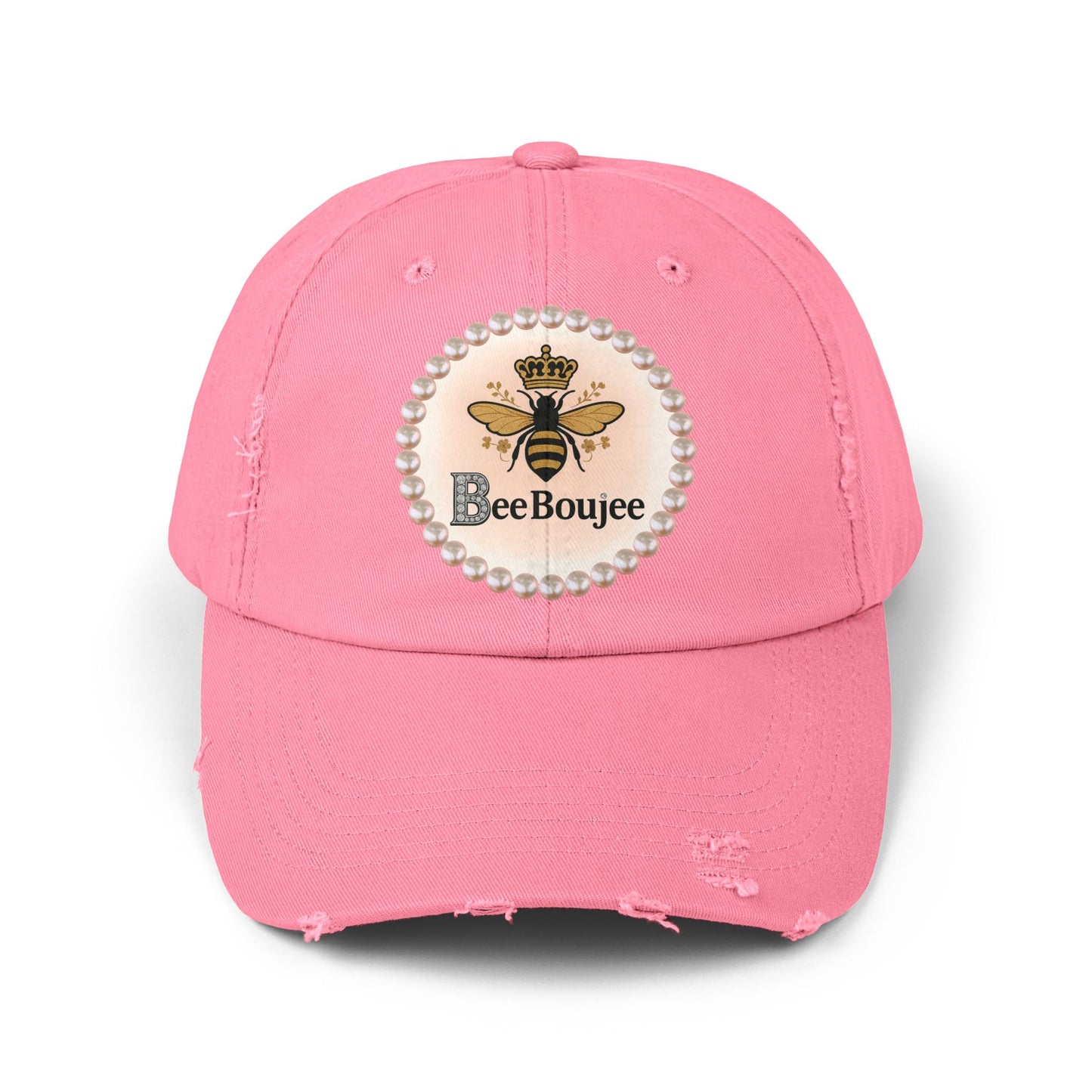 Bee Boujee Distressed Pearl-Emblem Cap