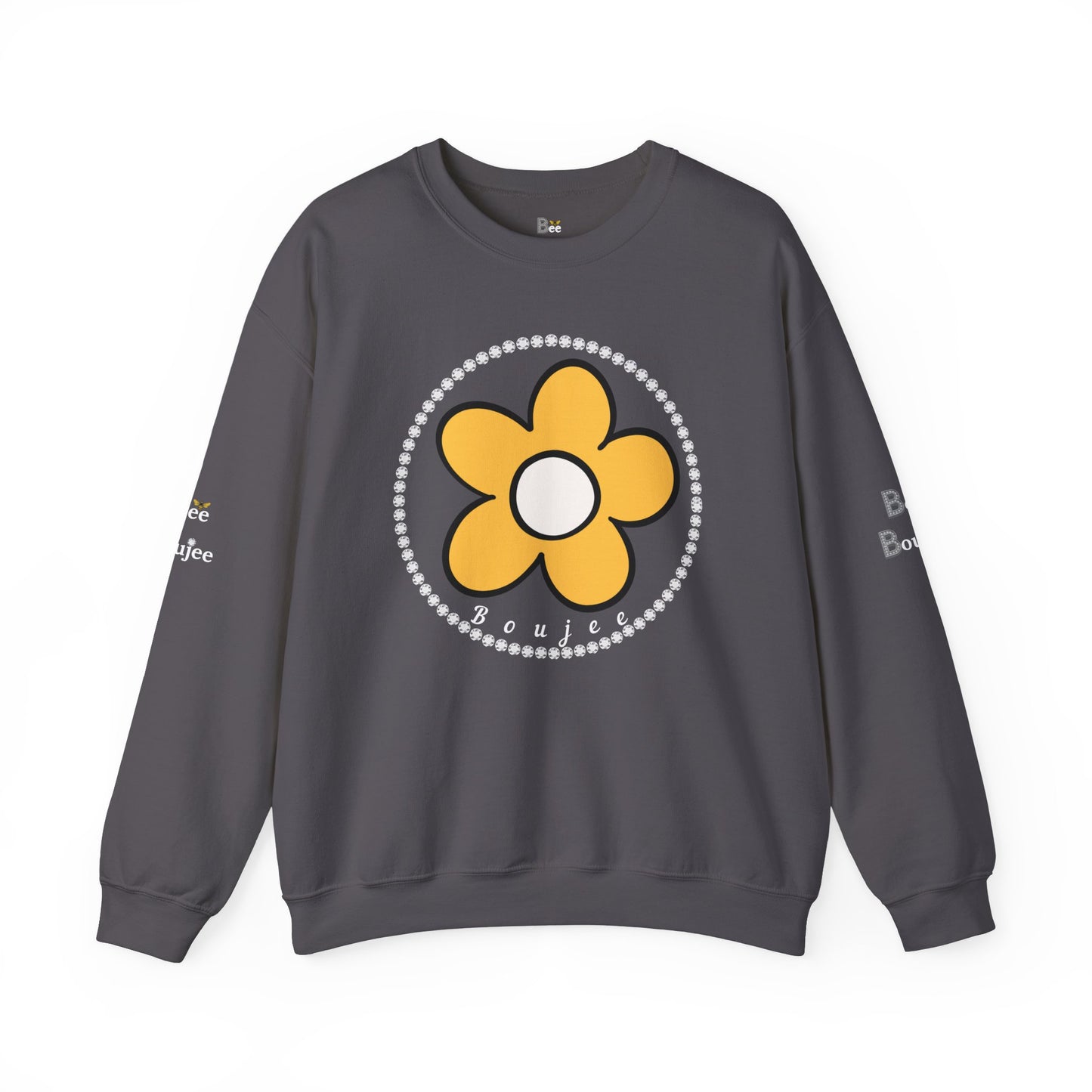 Boujee Flower Yellow White - Heavy Blend™ Dark Colors Crewneck Sweatshirt