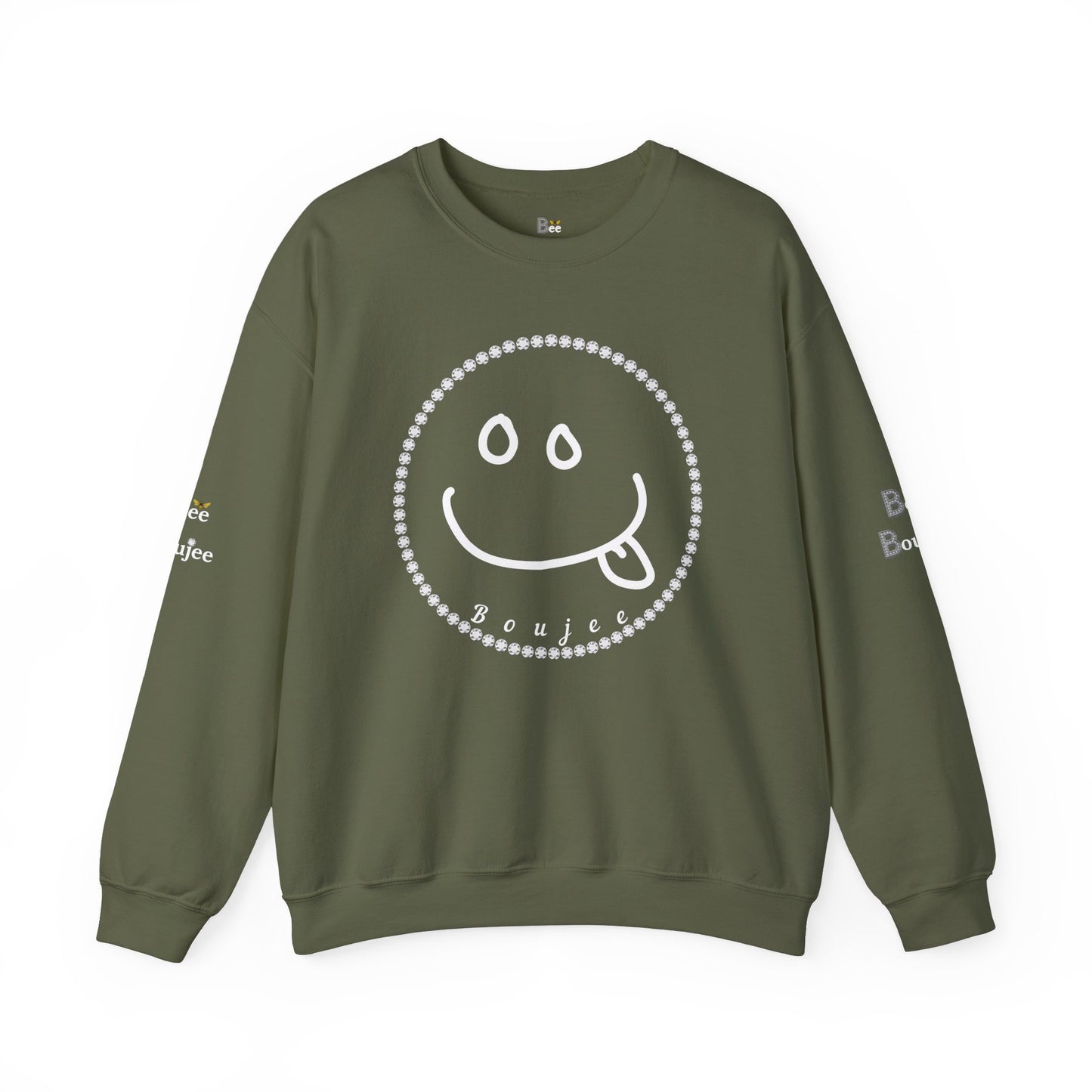 Boujee Smiley Goofy Face - Heavy Blend™ Dark Colors Crewneck Sweatshirt