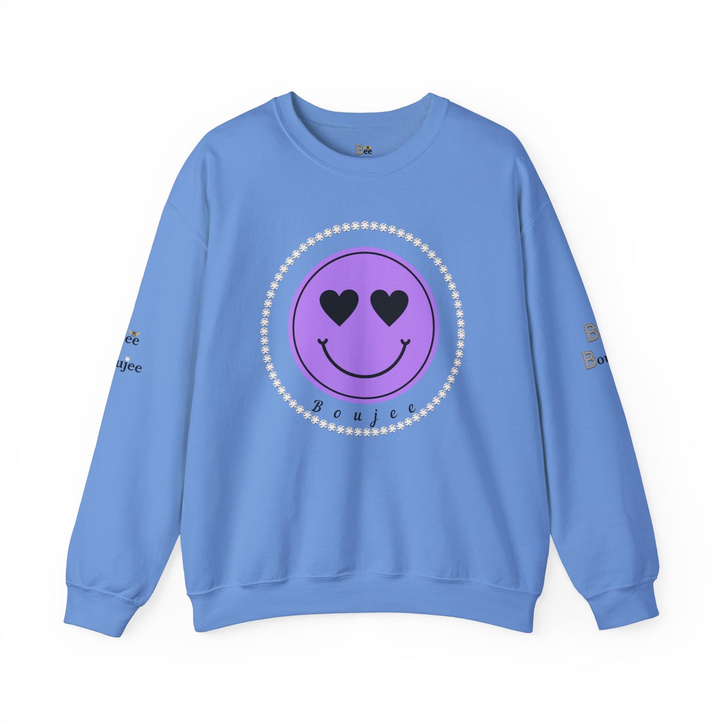 Boujee Smiley Face Purple Heart Eyes - Heavy Blend™ Light Colors Crewneck Sweatshirt