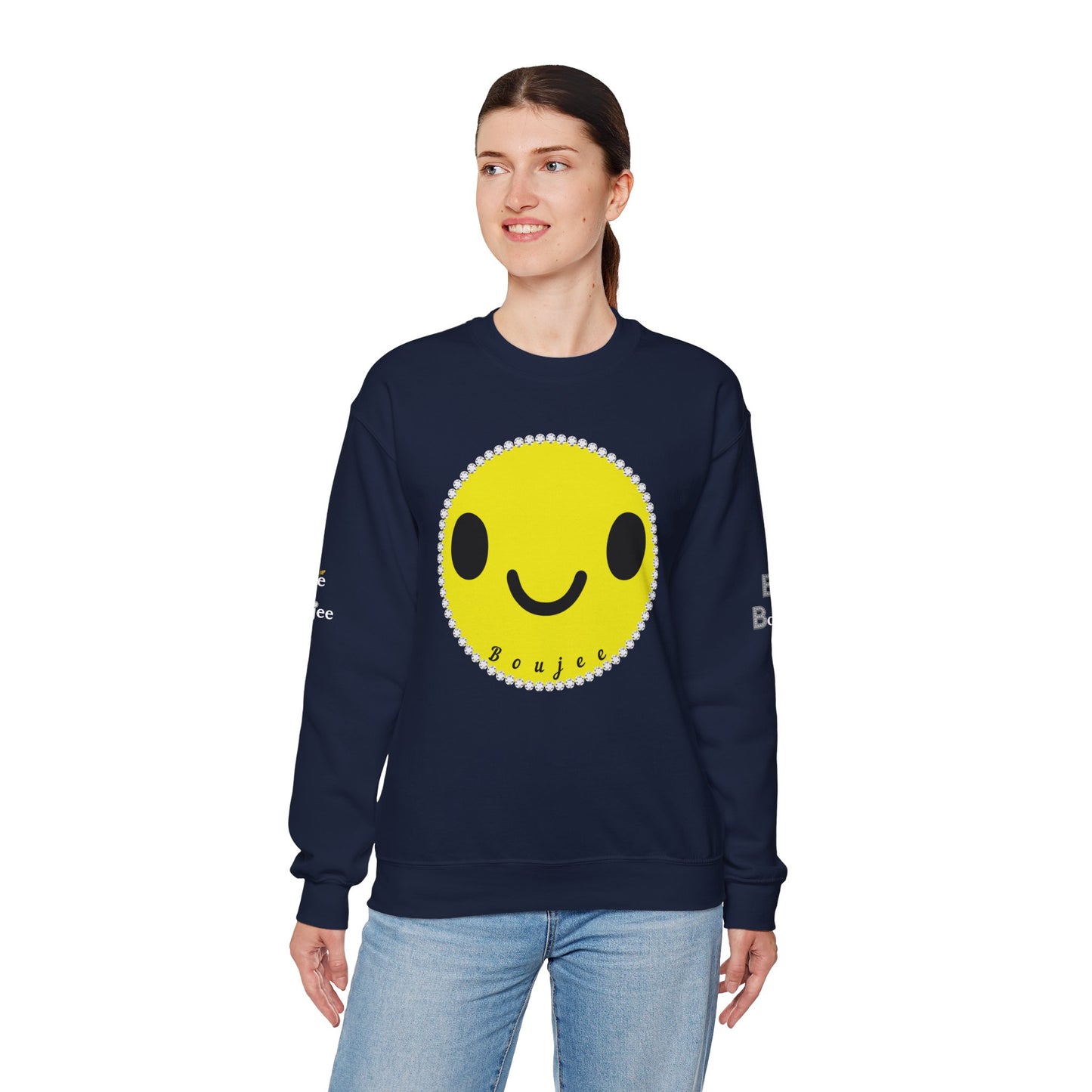 Boujee Smiley Face Yellow - Heavy Blend™ Dark Colors Crewneck Sweatshirt