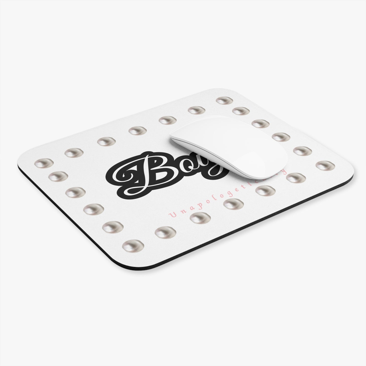 Boujee in Pearls Mouse Pad WHITE (Rectangle)