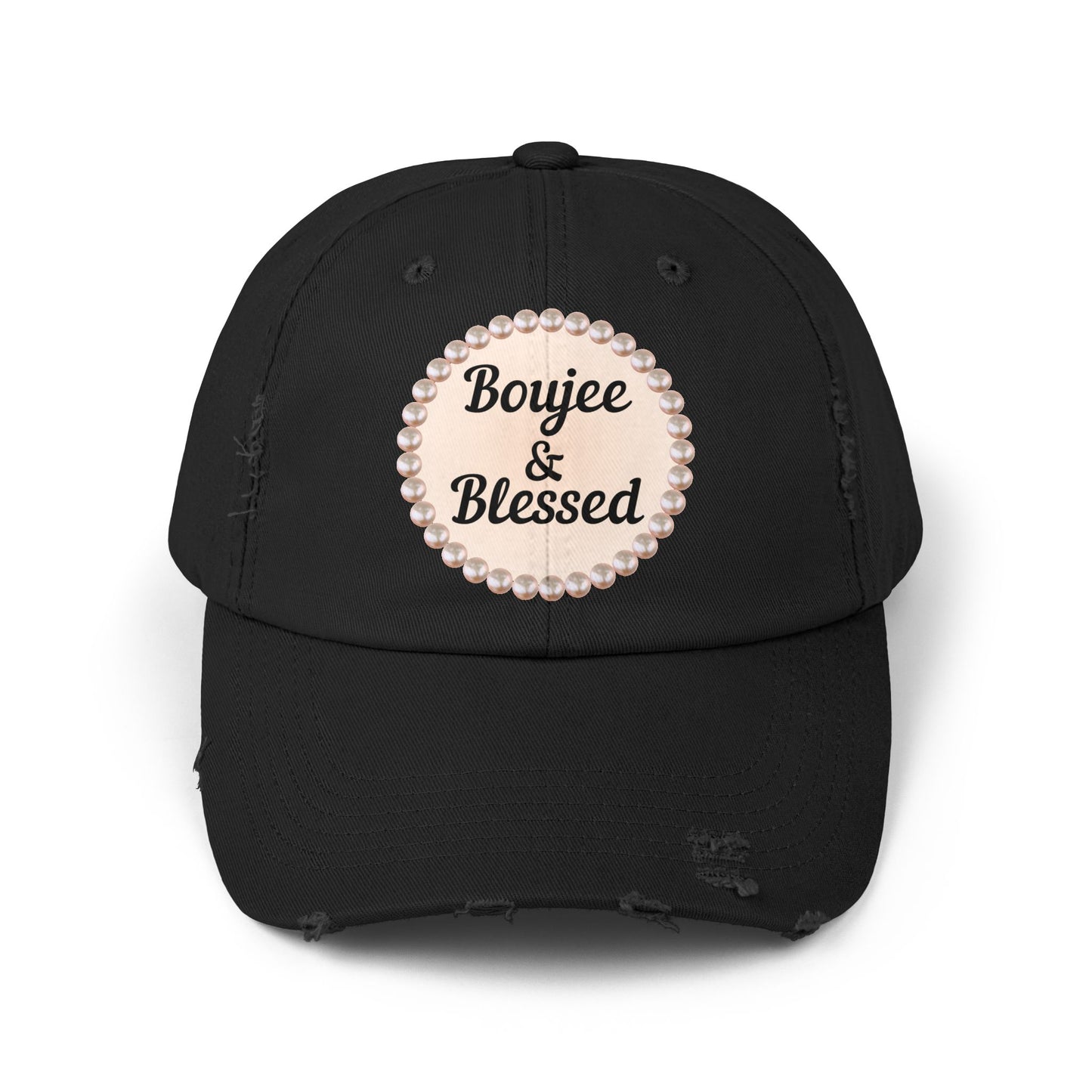 Boujee & Blessed Distressed Pearl-Emblem Cap