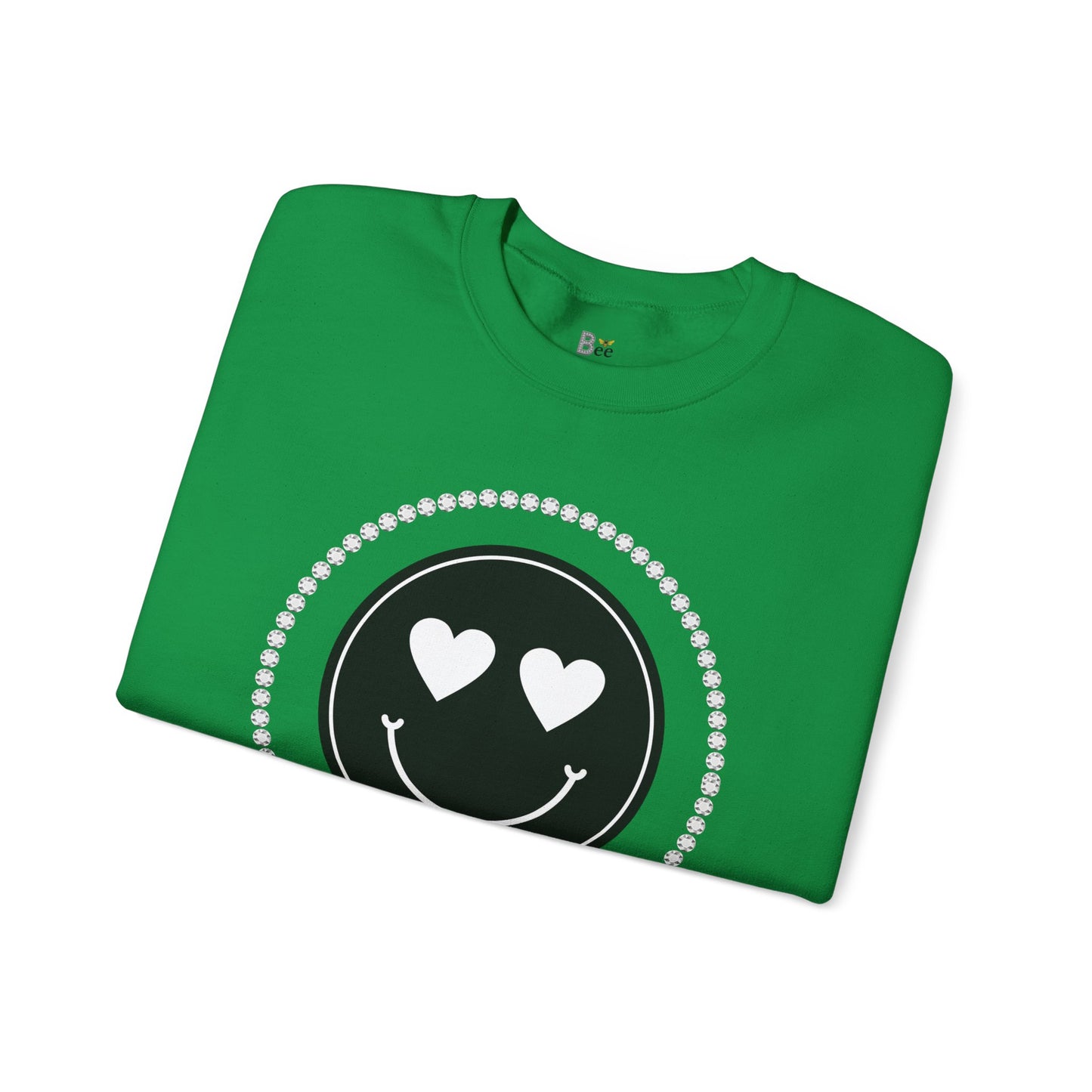 Boujee Smiley Face Heart Eyes Black - Heavy Blend™ Light Colors Crewneck Sweatshirt