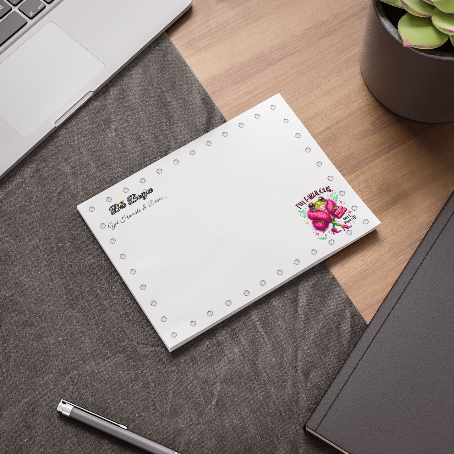Bee Boujee DIAMONDS Fabulous Froggie - Post-it® Note Pad WHITE 8x6