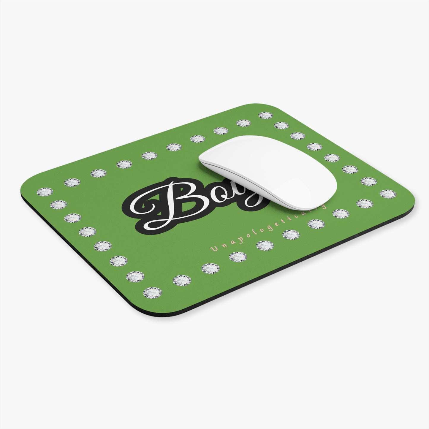 Boujee in Diamonds Mouse Pad GREEN (Rectangle)