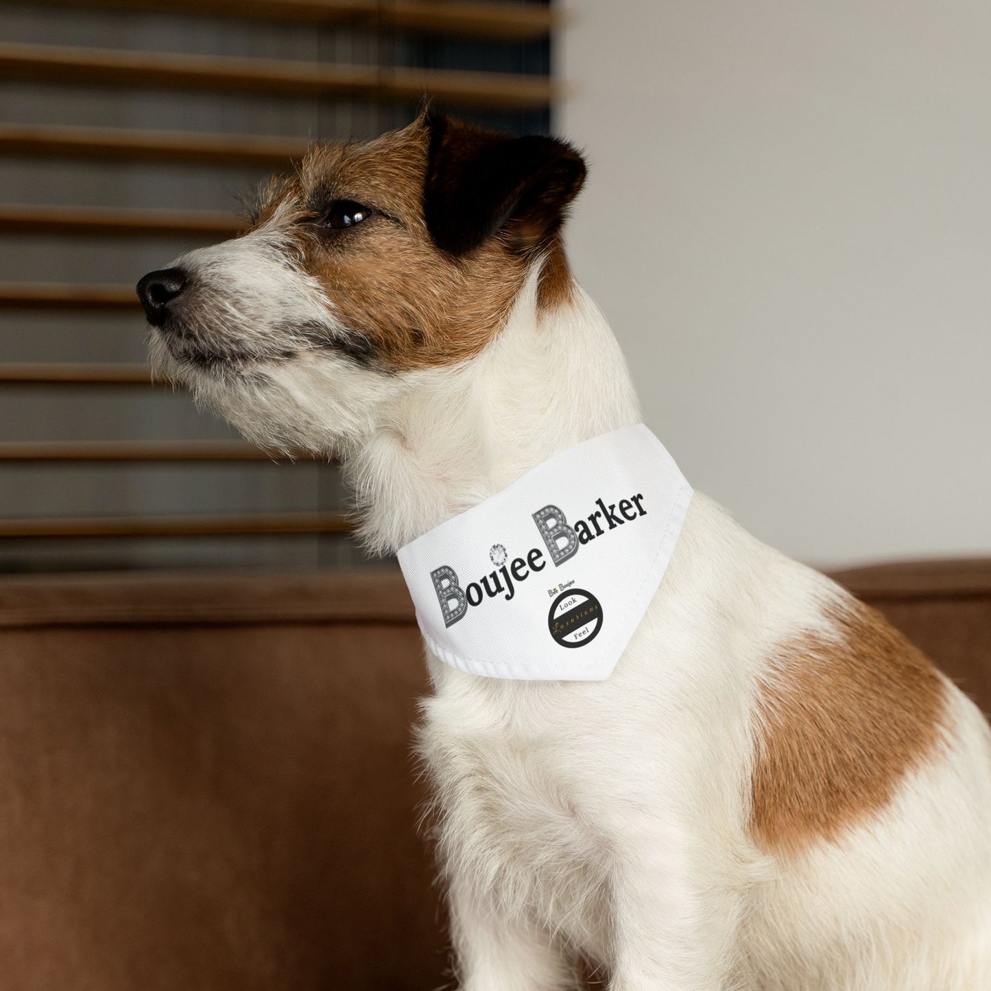 Boujee Barker Bandana WHITE - Pet Collar SMALL