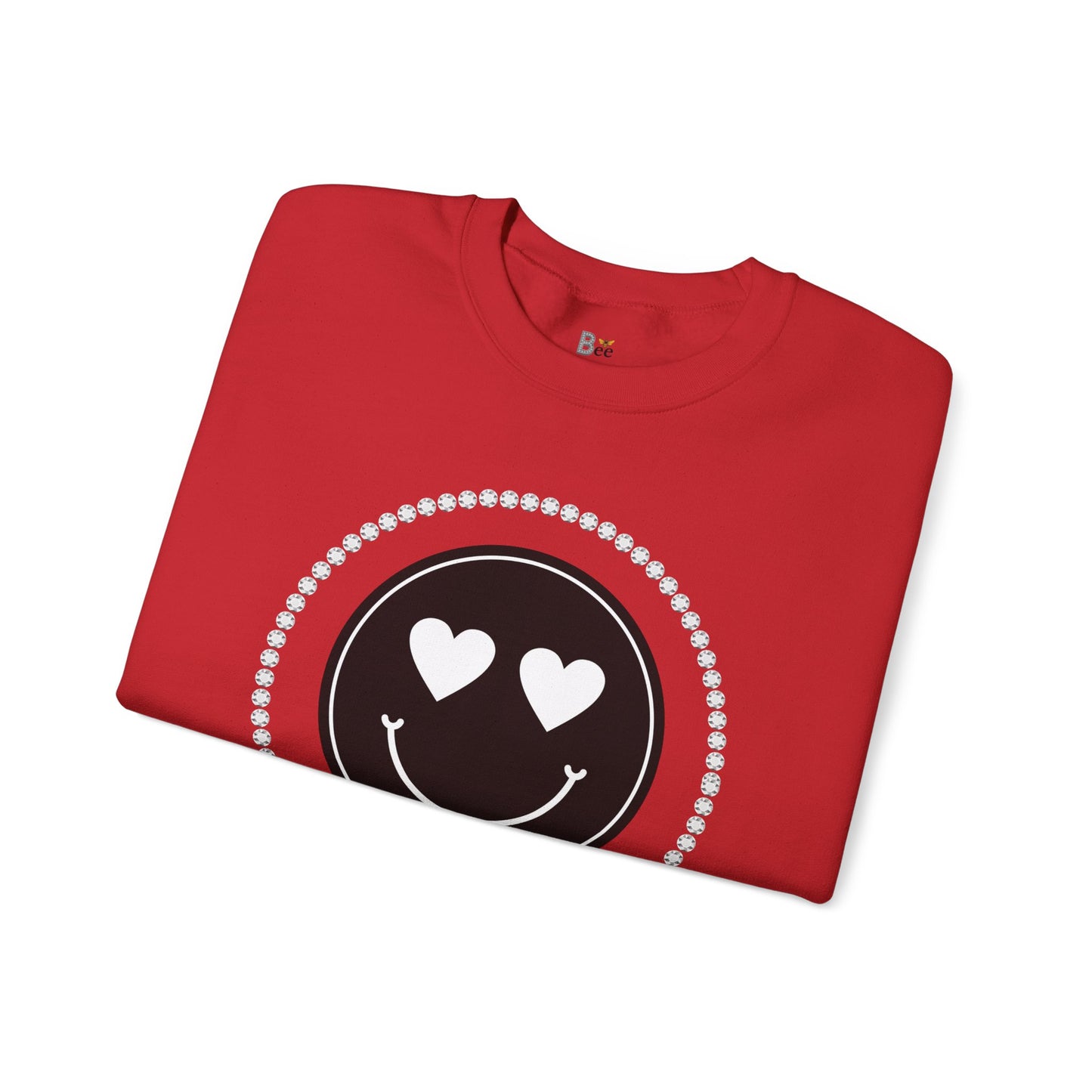Boujee Smiley Face Heart Eyes Black - Heavy Blend™ Light Colors Crewneck Sweatshirt
