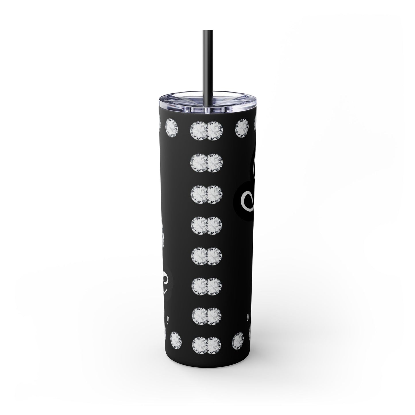 Boujee Unapologetically in DIAMONDS - Skinny Tumbler with Straw, 20oz