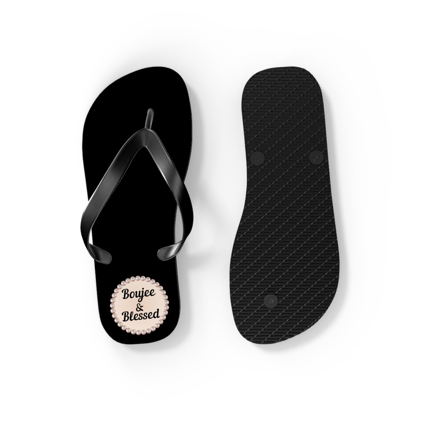 Boujee & Blessed BLACK Flip-Flops - SMALL