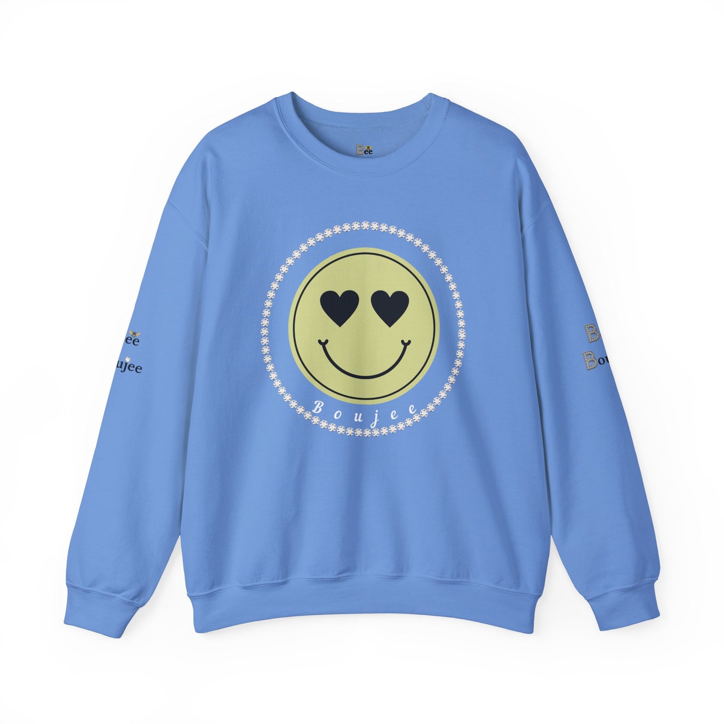 Boujee Smiley Face Heart Eyes Beige - Heavy Blend™ Light Colors Crewneck Sweatshirt