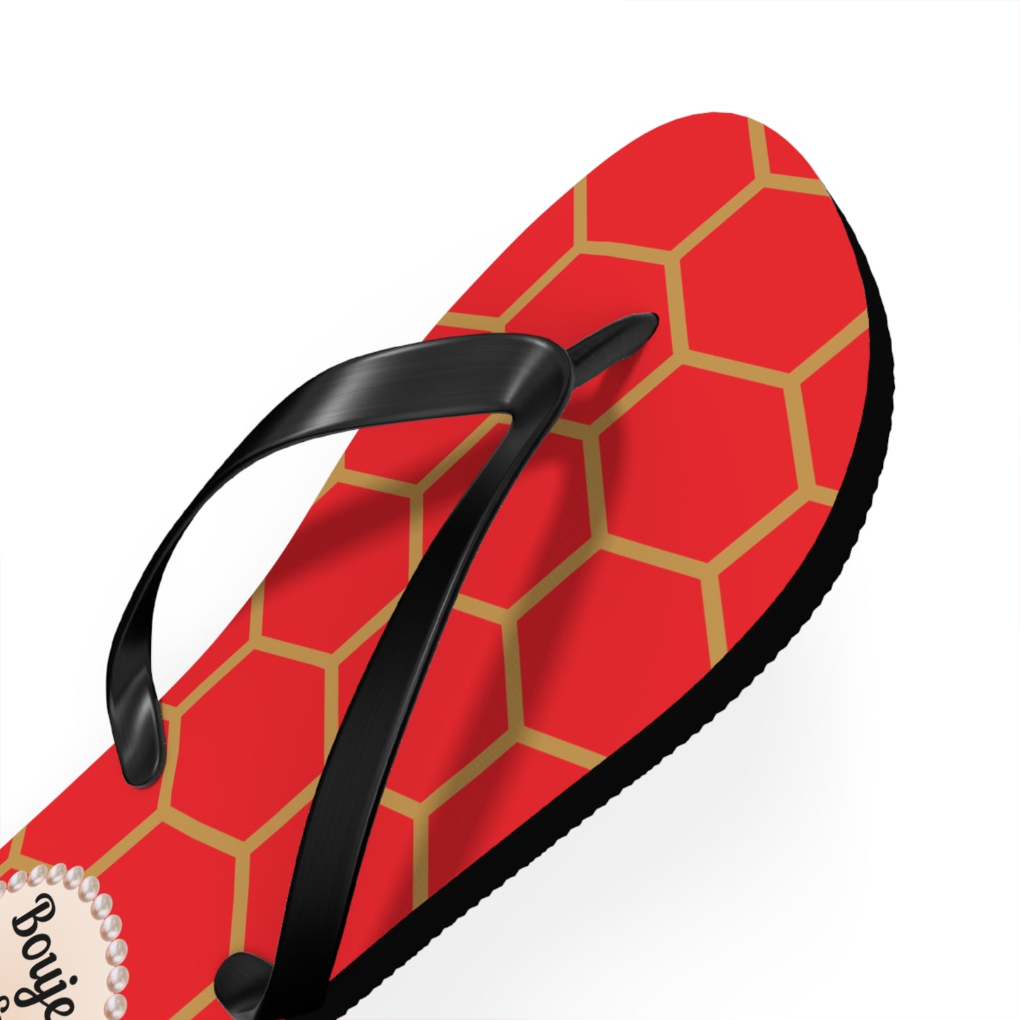 Boujee & Blessed Flip Flops - RED Golden Honeycomb - MEDIUM