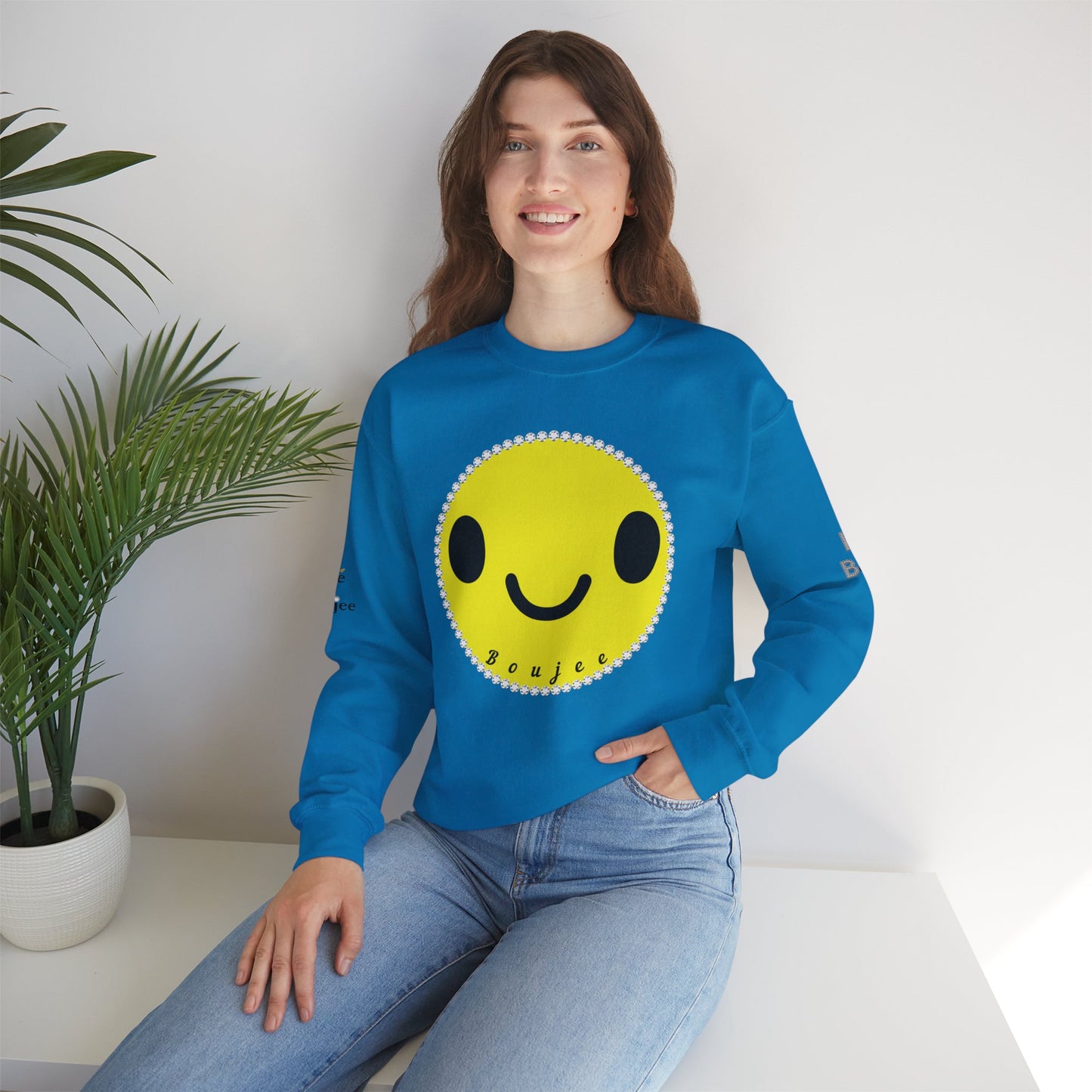 Boujee Smiley Face Yellow - Heavy Blend™ Light Colors Crewneck Sweatshirt