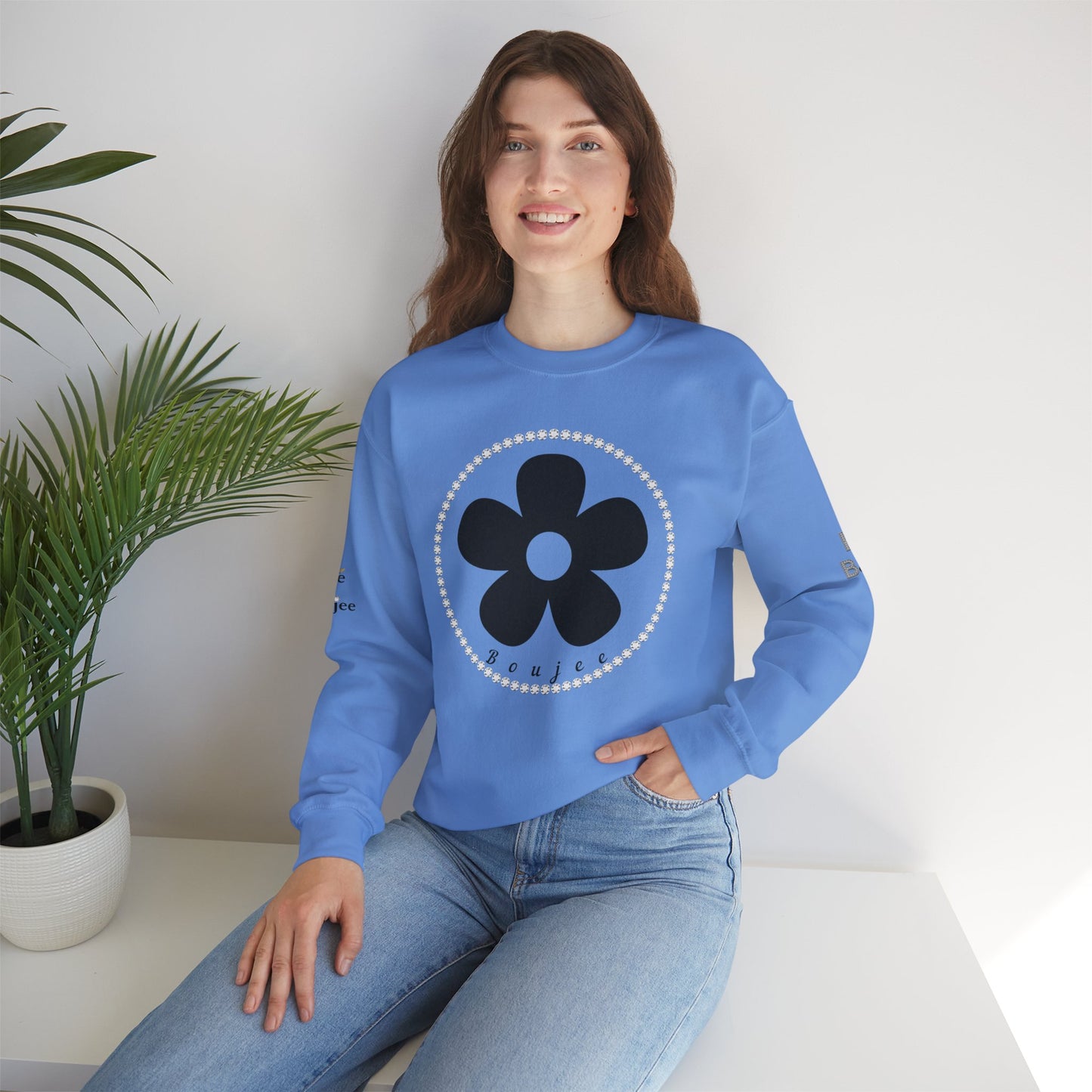 Boujee Black Flower - Heavy Blend™ Light Colors Crewneck Sweatshirt