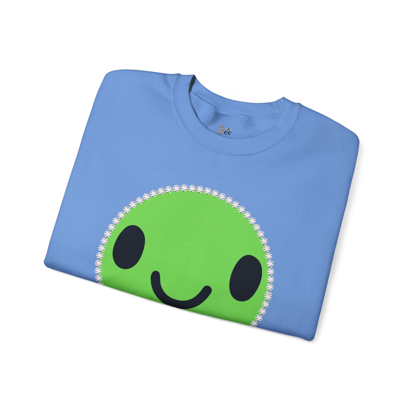 Boujee Smiley Face Green - Heavy Blend™ Light Colors Crewneck Sweatshirt