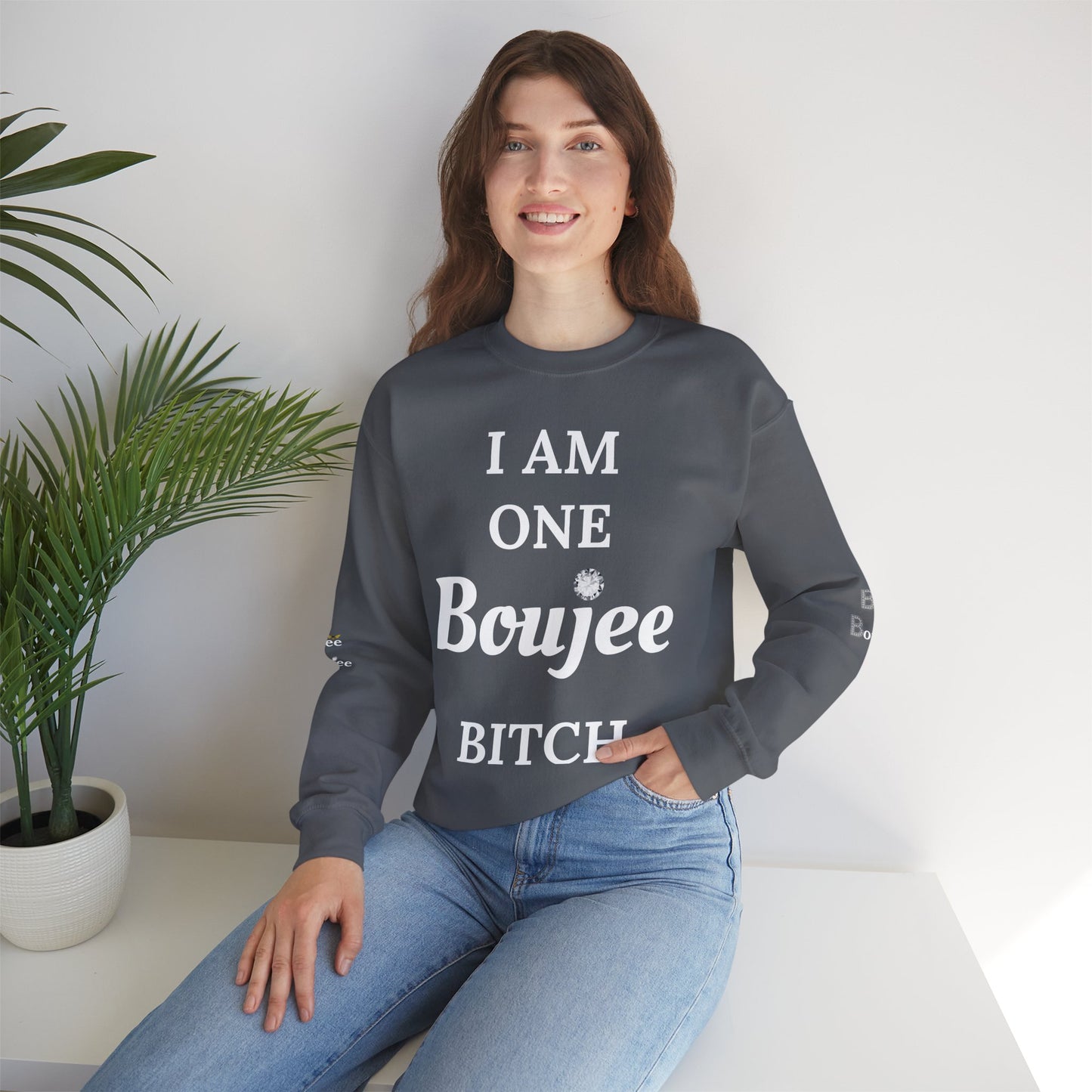 I Am One Boujee Bitch - Heavy Blend™ Dark Colors Crewneck Sweatshirt