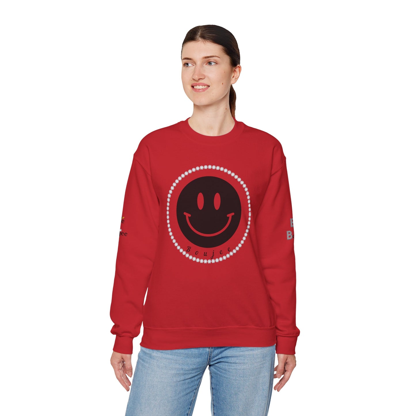 Boujee Smiley Face Black - Heavy Blend™ Light Colors Crewneck Sweatshirt
