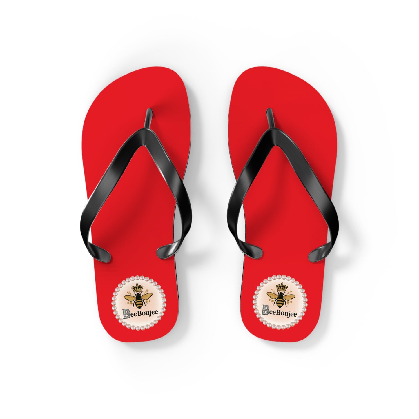 Bee Boujee Crowned-Bee RED Flip-Flops - SMALL
