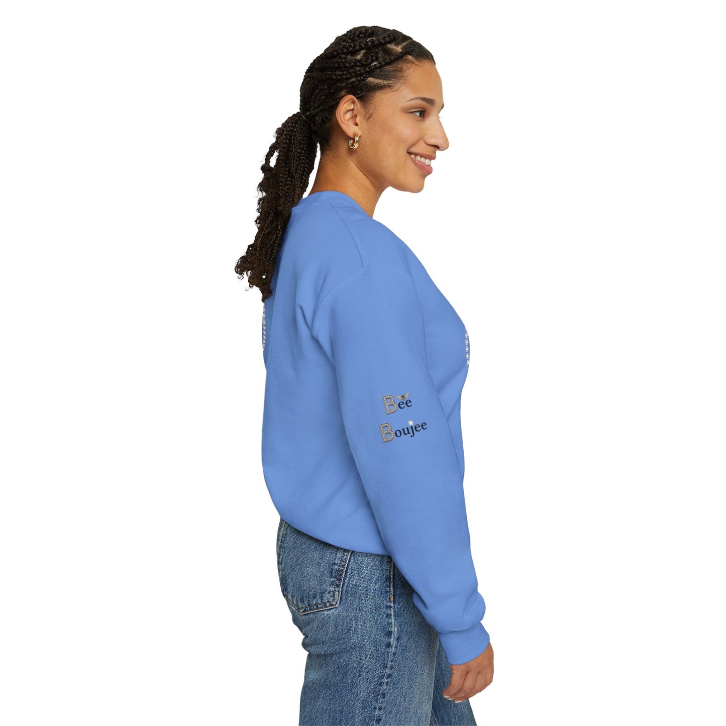 Boujee Smiley Face Heart Eyes Black - Heavy Blend™ Light Colors Crewneck Sweatshirt