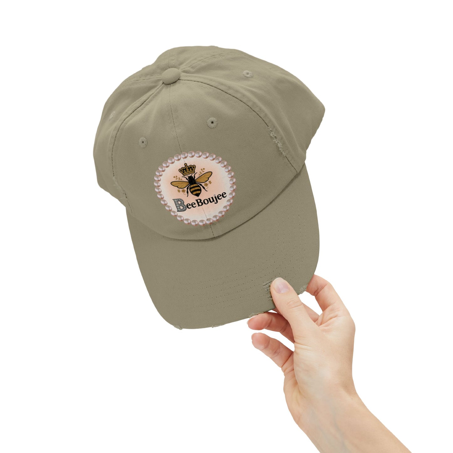 Bee Boujee Distressed Pearl-Emblem Cap