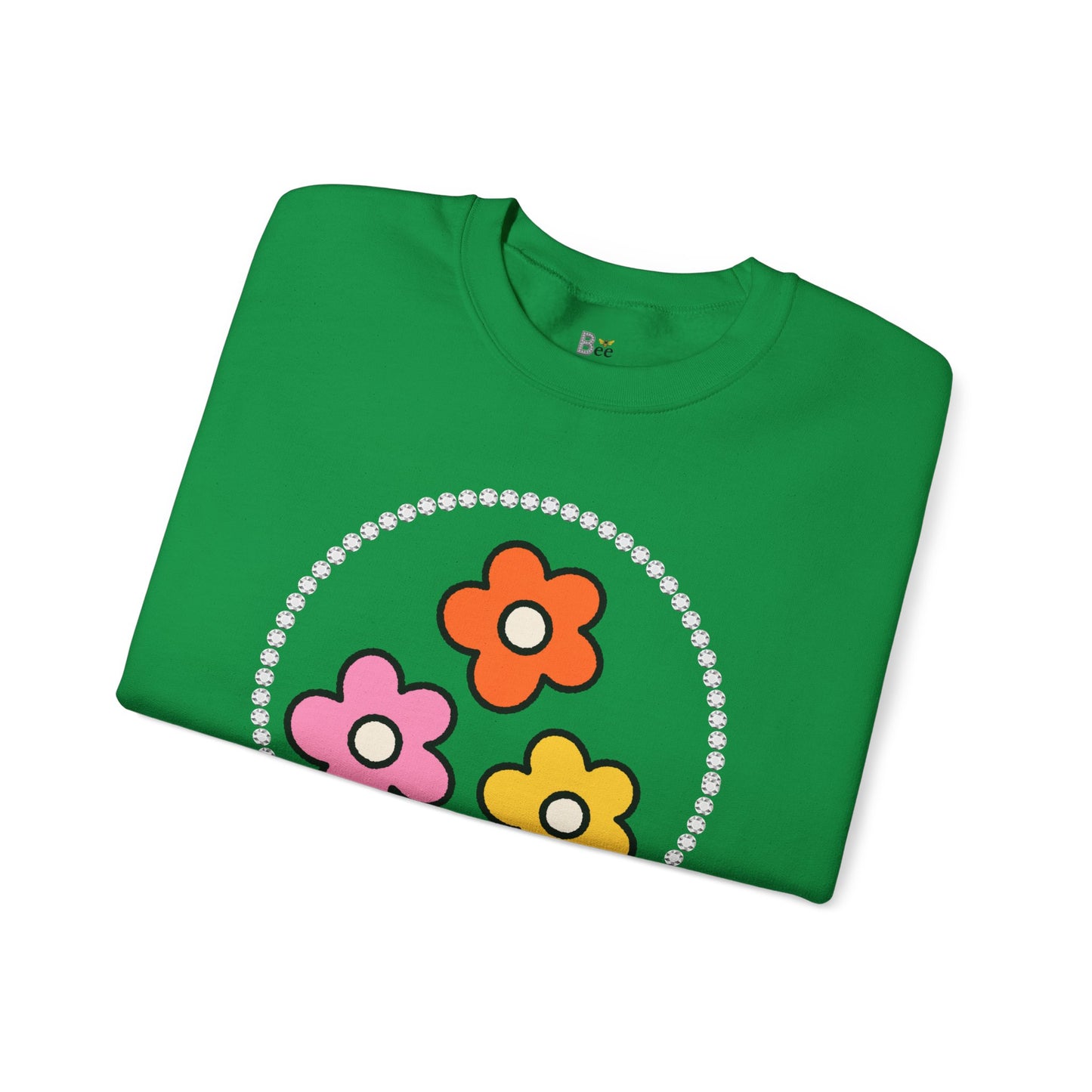 Boujee Mini Flowers Pink Orange Yellow - Heavy Blend™ Light Colors Crewneck Sweatshirt