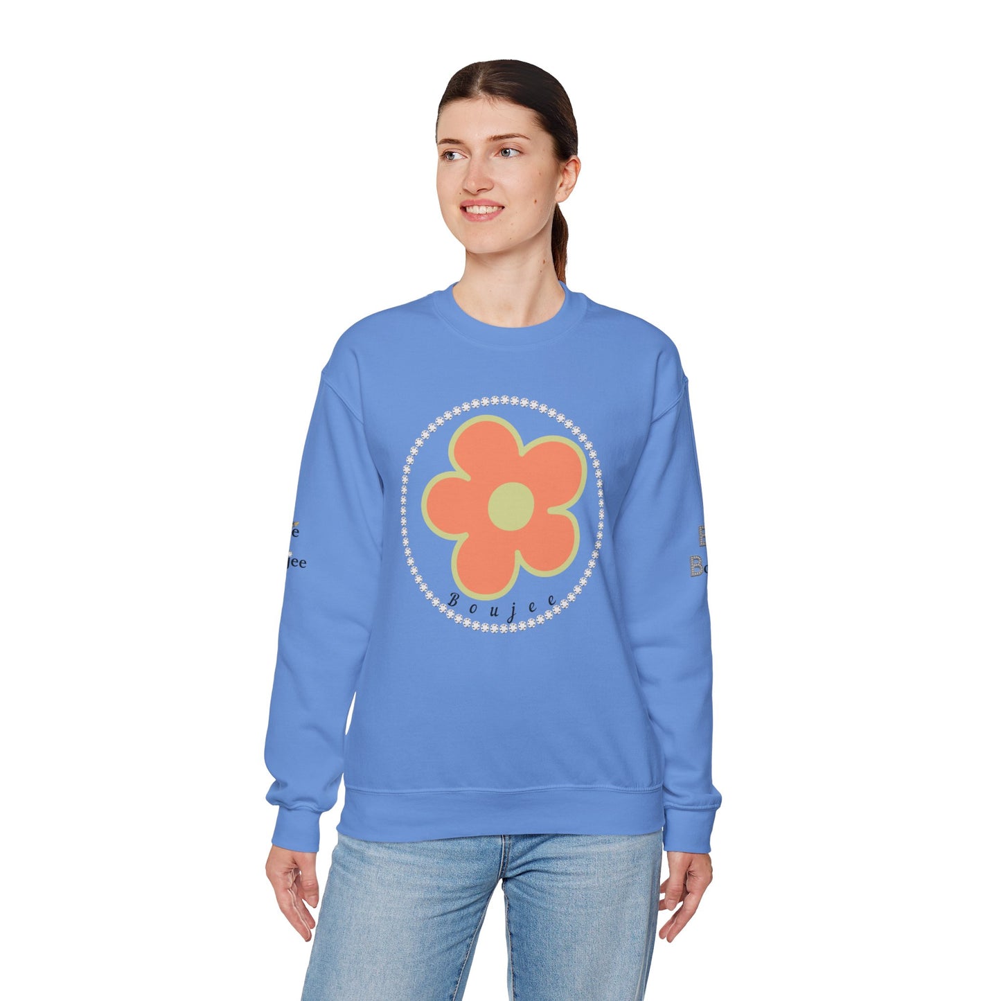 Boujee Flower Orange Green - Heavy Blend™ Light Colors Crewneck Sweatshirt