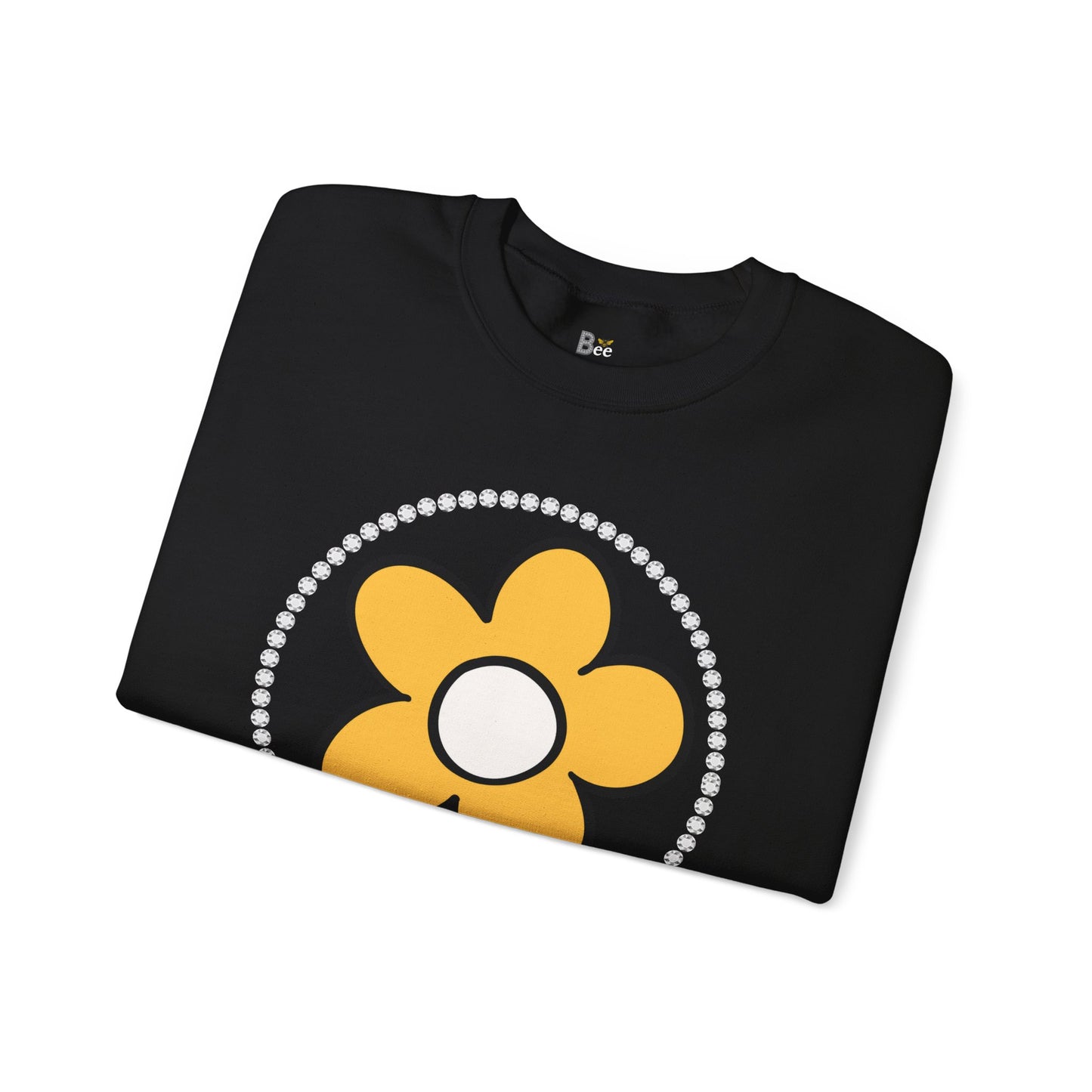 Boujee Flower Yellow White - Heavy Blend™ Dark Colors Crewneck Sweatshirt