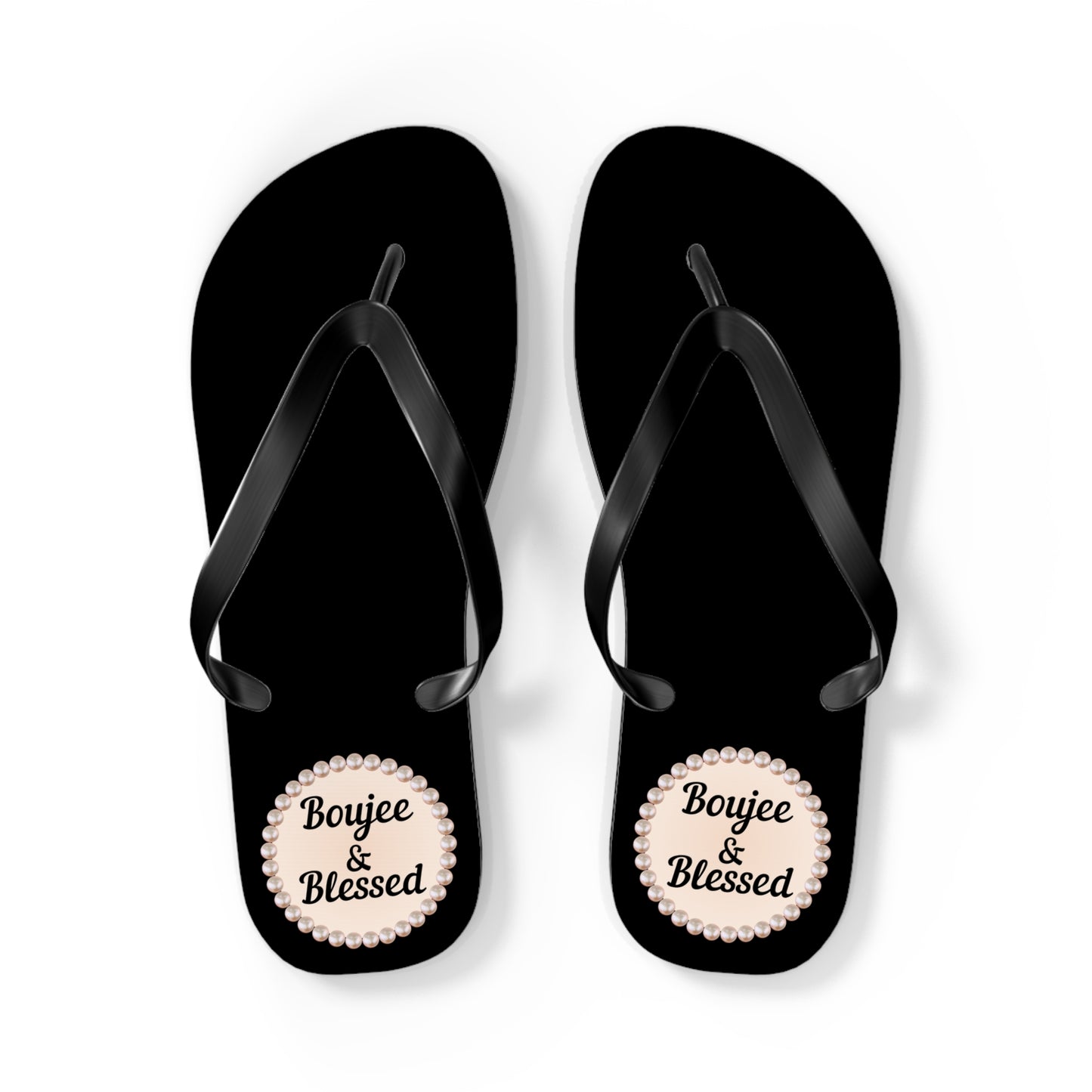 Boujee & Blessed BLACK Flip Flops - LARGE