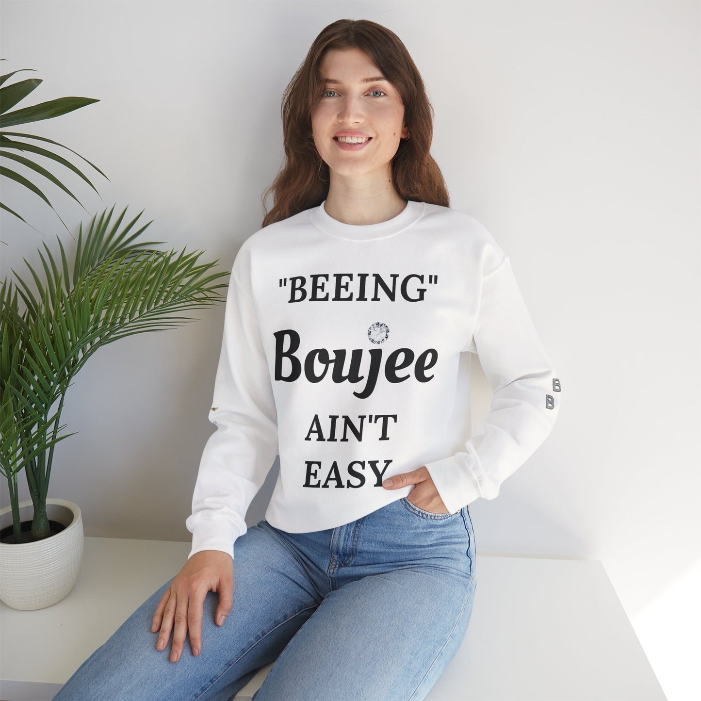 "Beeing" Boujee Ain't Easy- Heavy Blend™ Light Colors Crewneck Sweatshirt