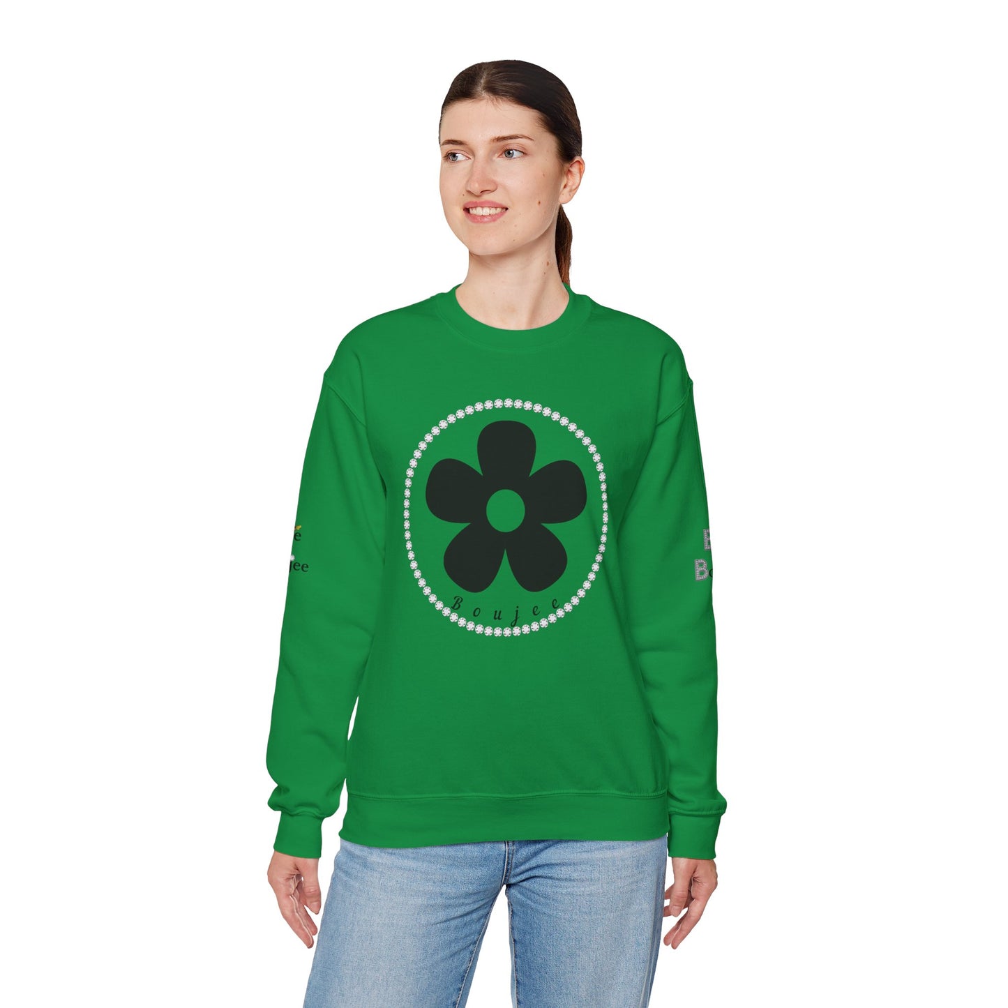Boujee Black Flower - Heavy Blend™ Light Colors Crewneck Sweatshirt