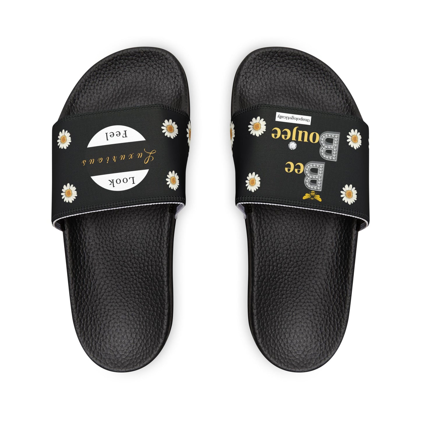 Bee Boujee - BLACK Flowers Women's Removable-Strap Sandals