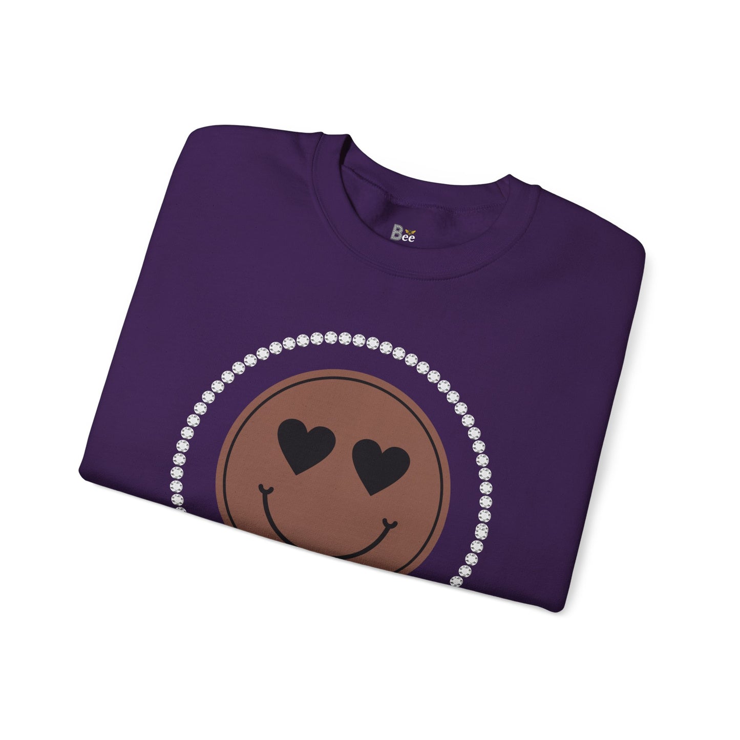 Boujee Smiley Face Brown Heart Eyes - Heavy Blend™ Dark Colors Crewneck Sweatshirt