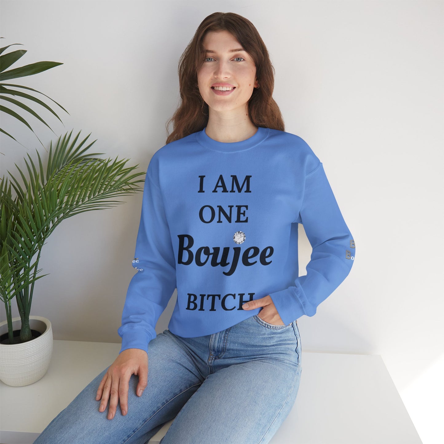 I Am One Boujee Bitch - Heavy Blend™ Light Colors Crewneck Sweatshirt