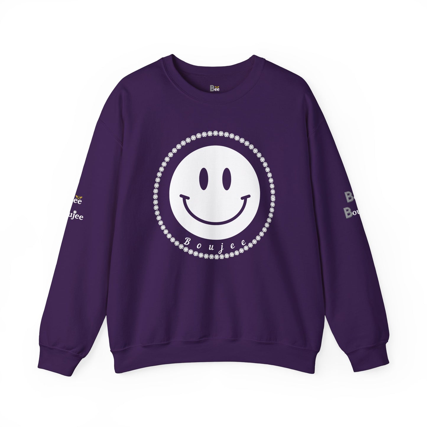 Boujee Smiley Face White - Heavy Blend™ Dark Colors Crewneck Sweatshirt