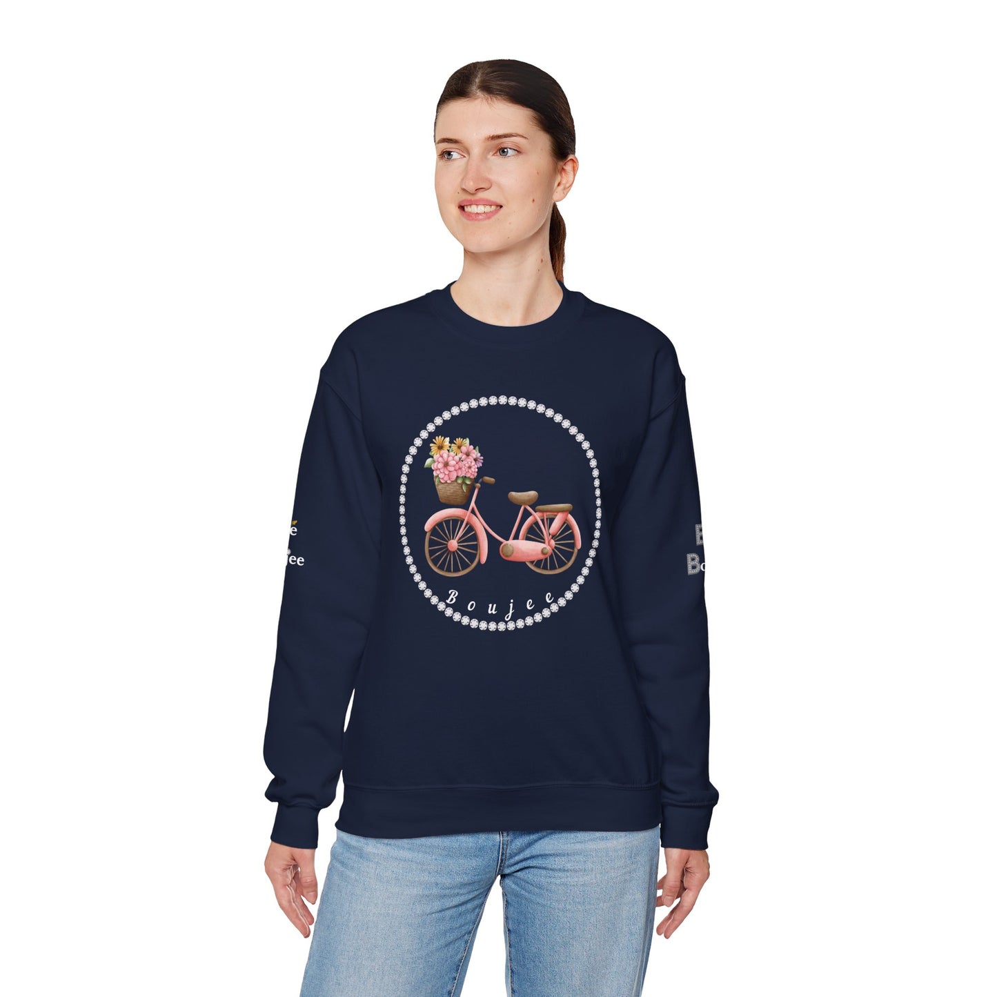 Boujee Bicycle Bouquet - Heavy Blend™ Dark Colors Crewneck Sweatshirt