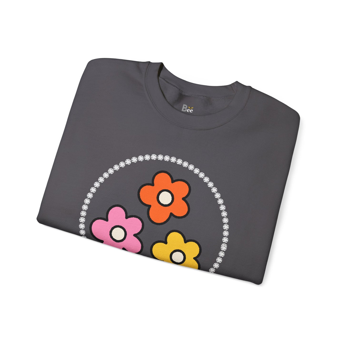 Boujee Mini Flowers Pink Orange Yellow in Diamonds Heavy Blend™ Dark Colors Crewneck Sweatshirt
