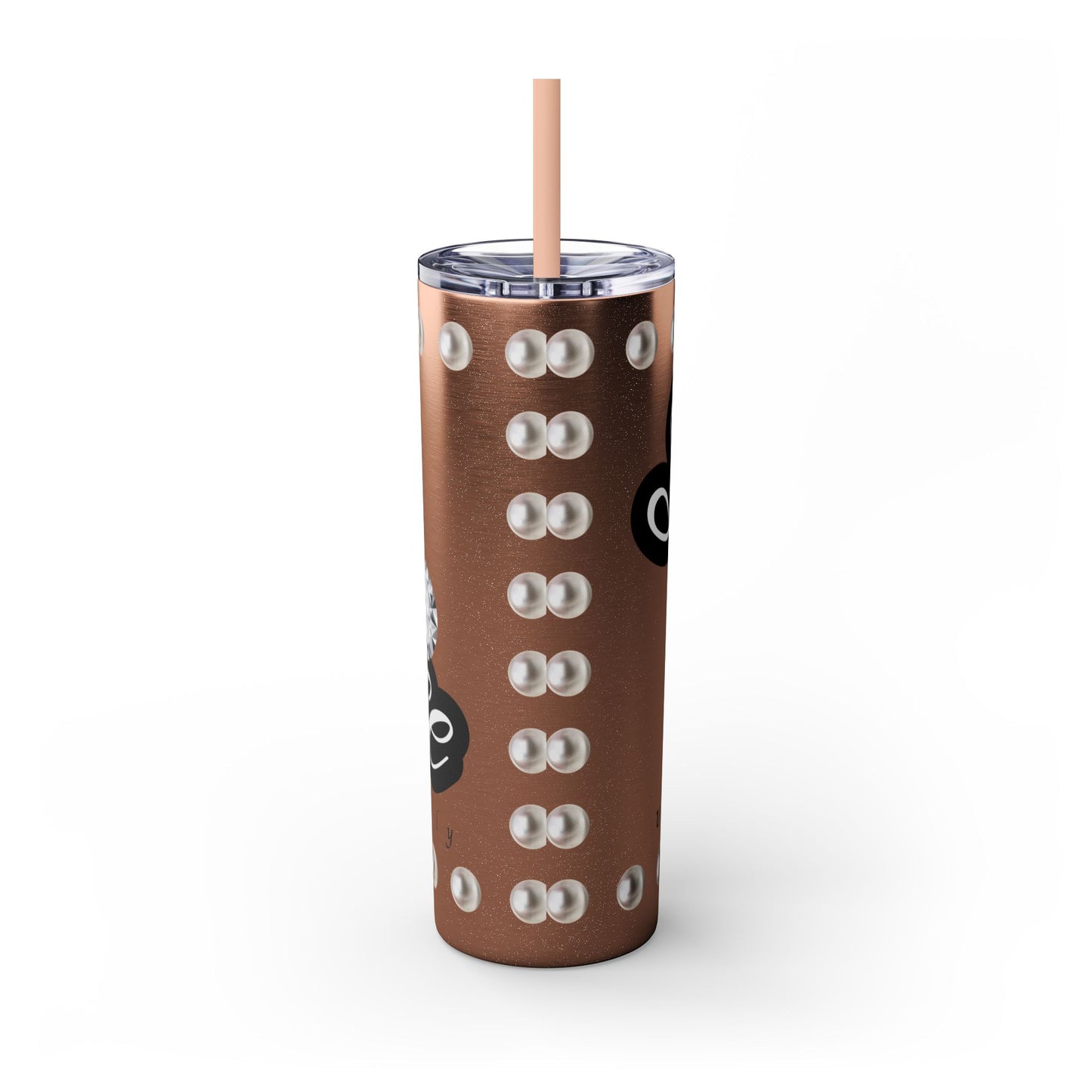 Boujee Unapologetically in PEARLS - Skinny Tumbler with Straw, 20oz