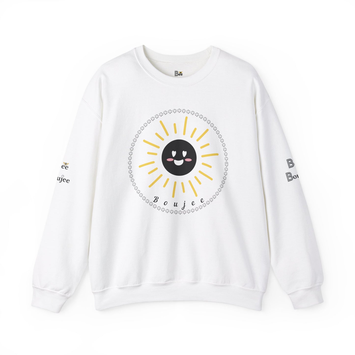 Boujee Sunshine Smiley Face Black - Heavy Blend™ Light Colors Crewneck Sweatshirt