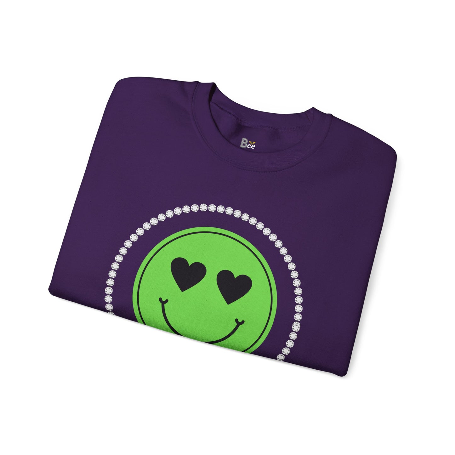 Boujee Smiley Face Green Heart Eyes - Heavy Blend™ Dark Colors Crewneck Sweatshirt