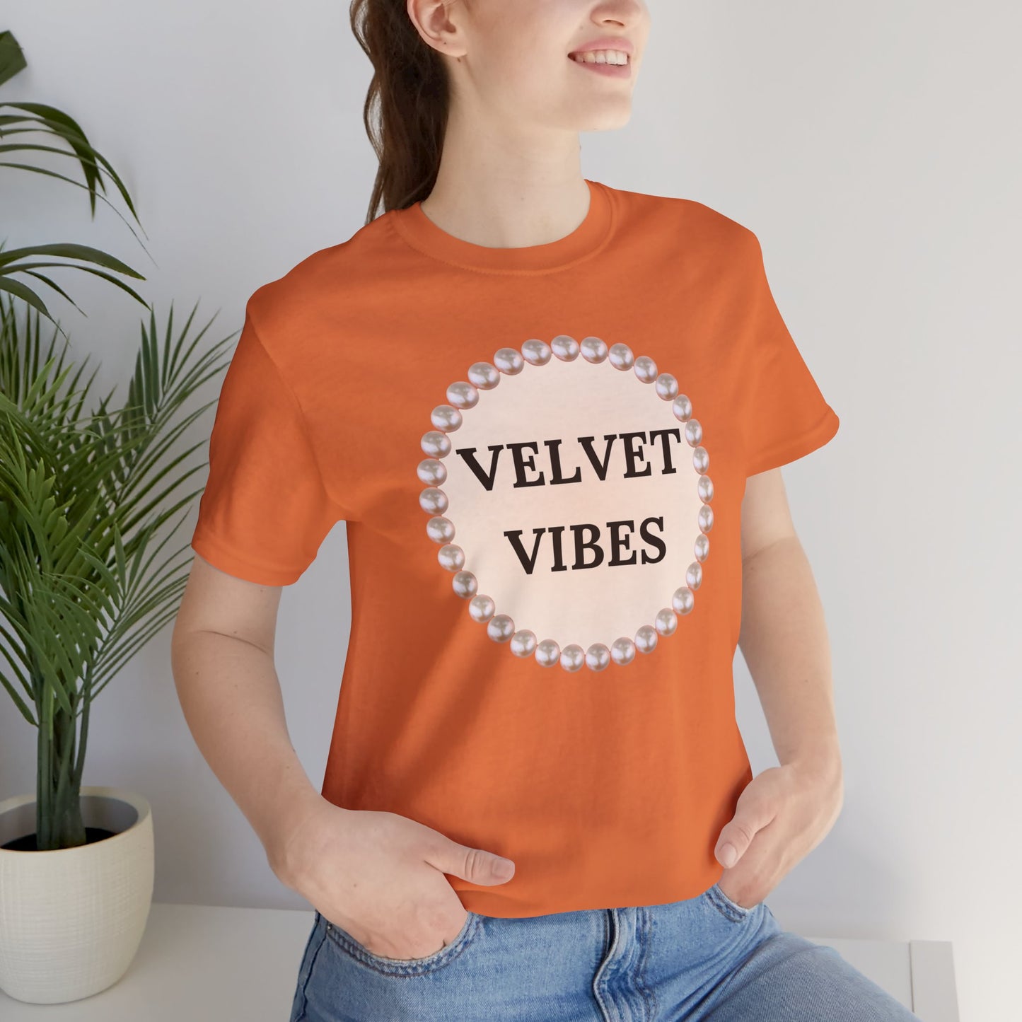 Velvet Vibes Pearl-Framed Luxe Tee