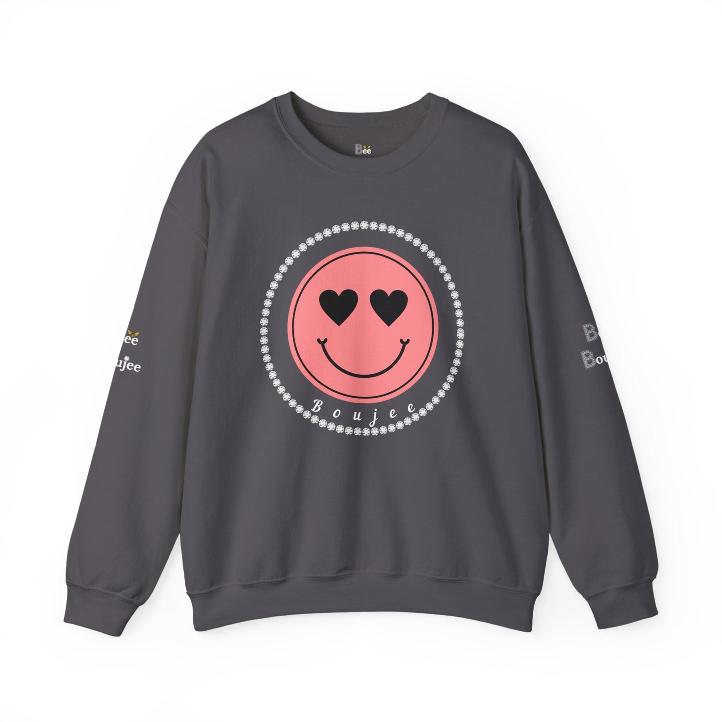Boujee Smiley Face Pink Heart Eyes - Heavy Blend™ Dark Colors Crewneck Sweatshirt