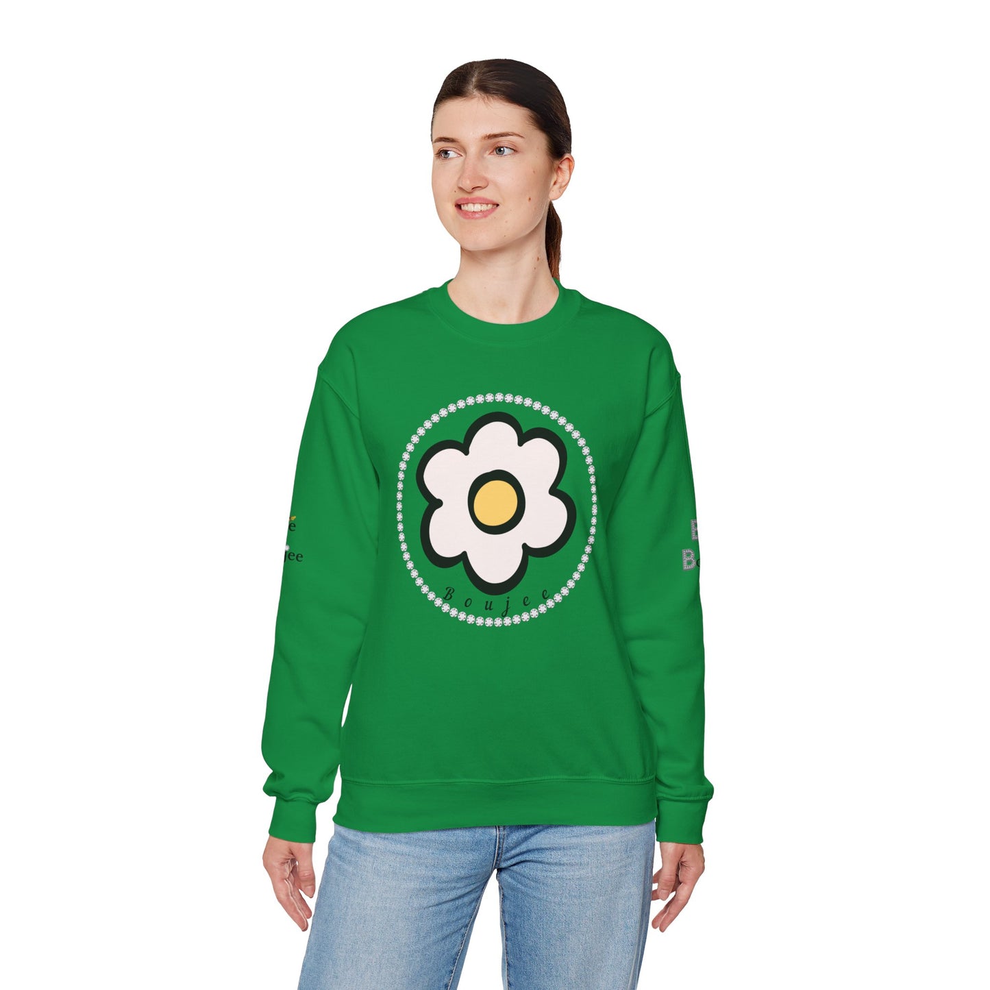 Boujee White Gold Flower - Heavy Blend™ Light Colors Crewneck Sweatshirt