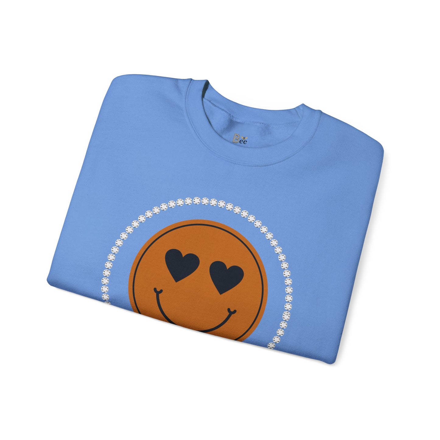 Boujee Smiley Face Heart Eyes Brown - Heavy Blend™ Light Colors Crewneck Sweatshirt