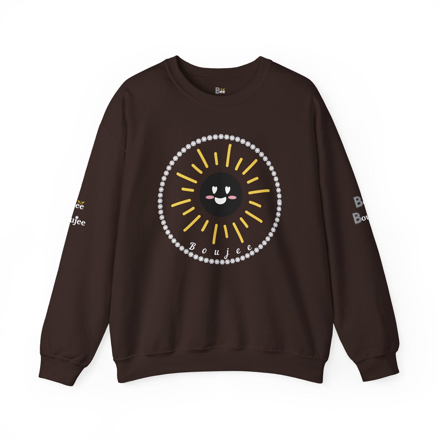 Boujee Sunshine Smiley Face Black - Heavy Blend™ Dark Colors Crewneck Sweatshirt