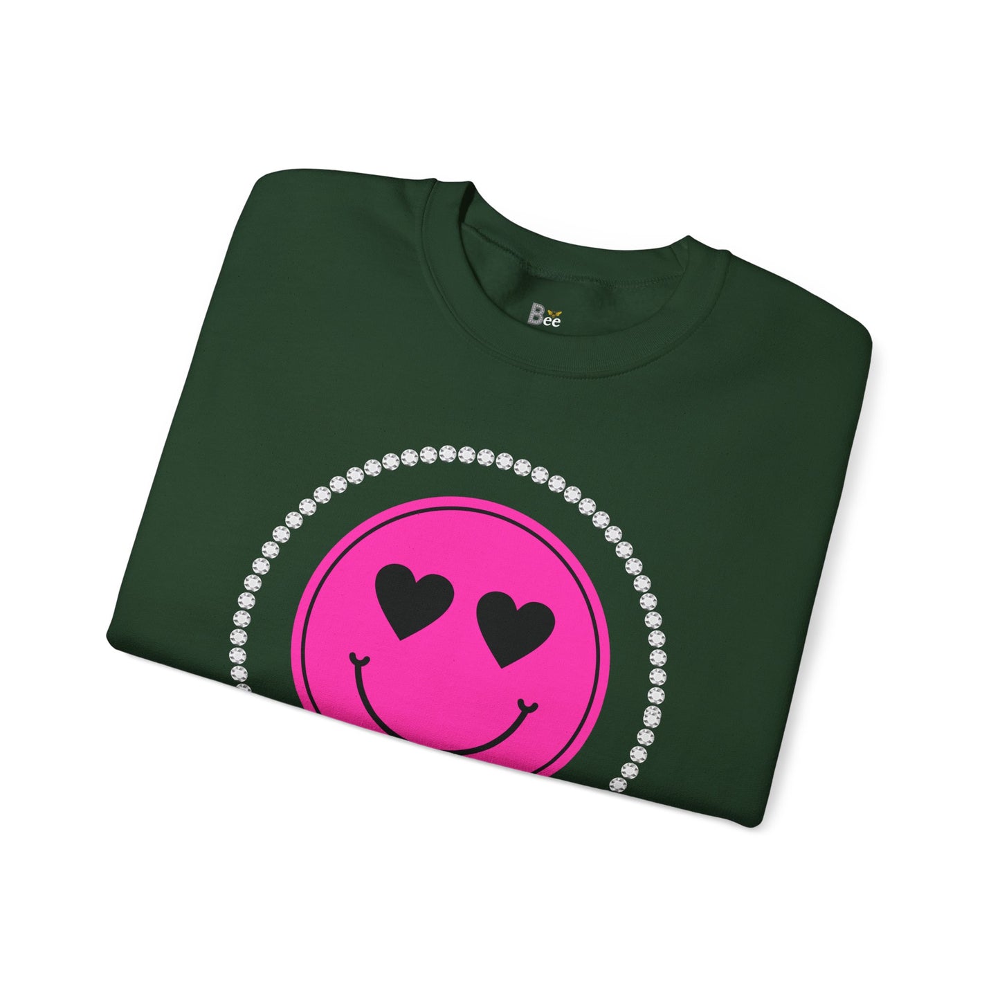 Boujee Smiley Face Pink Heart Eyes - Heavy Blend™ Dark Colors Crewneck Sweatshirt