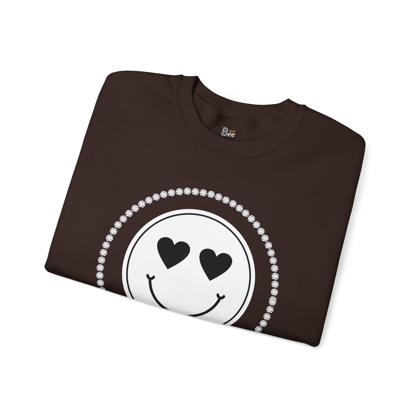Boujee Smiley Face White Heart Eyes - Heavy Blend™ Dark Colors Crewneck Sweatshirt