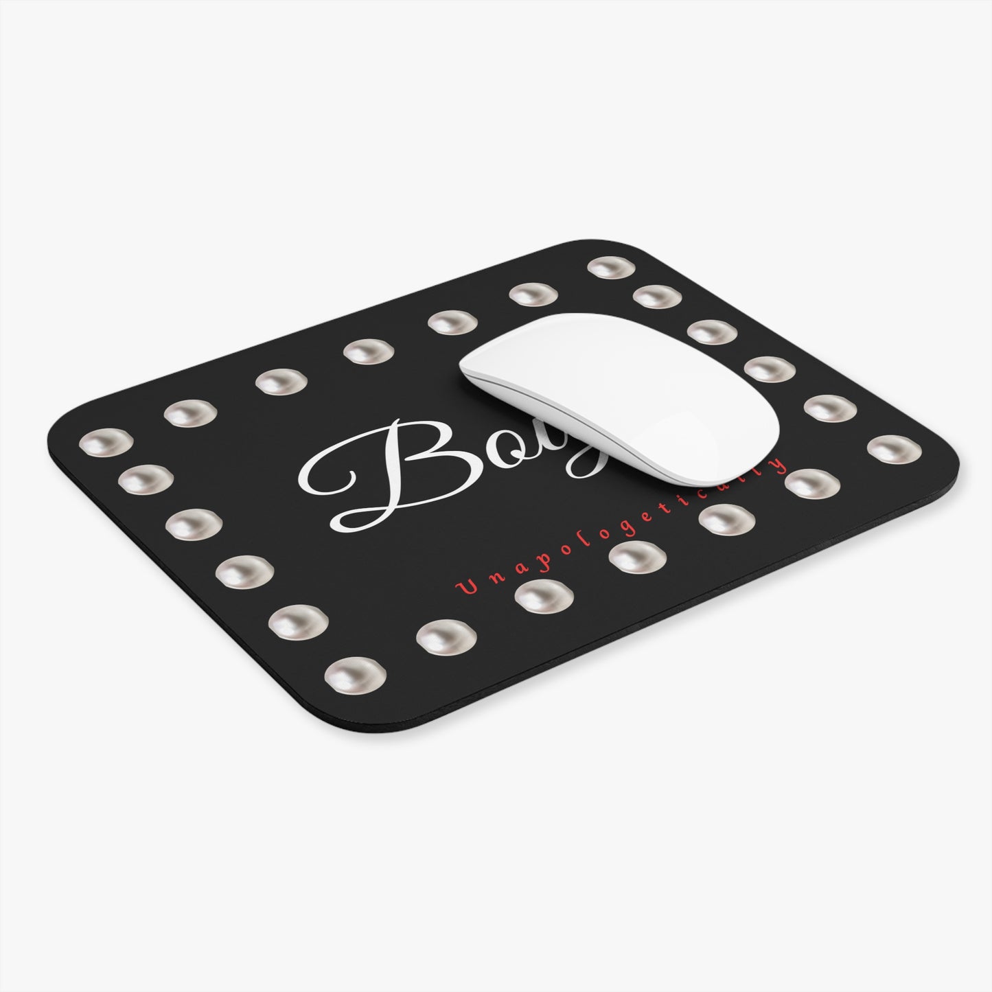 Boujee in Pearls Mouse Pad BLACK (Rectangle)